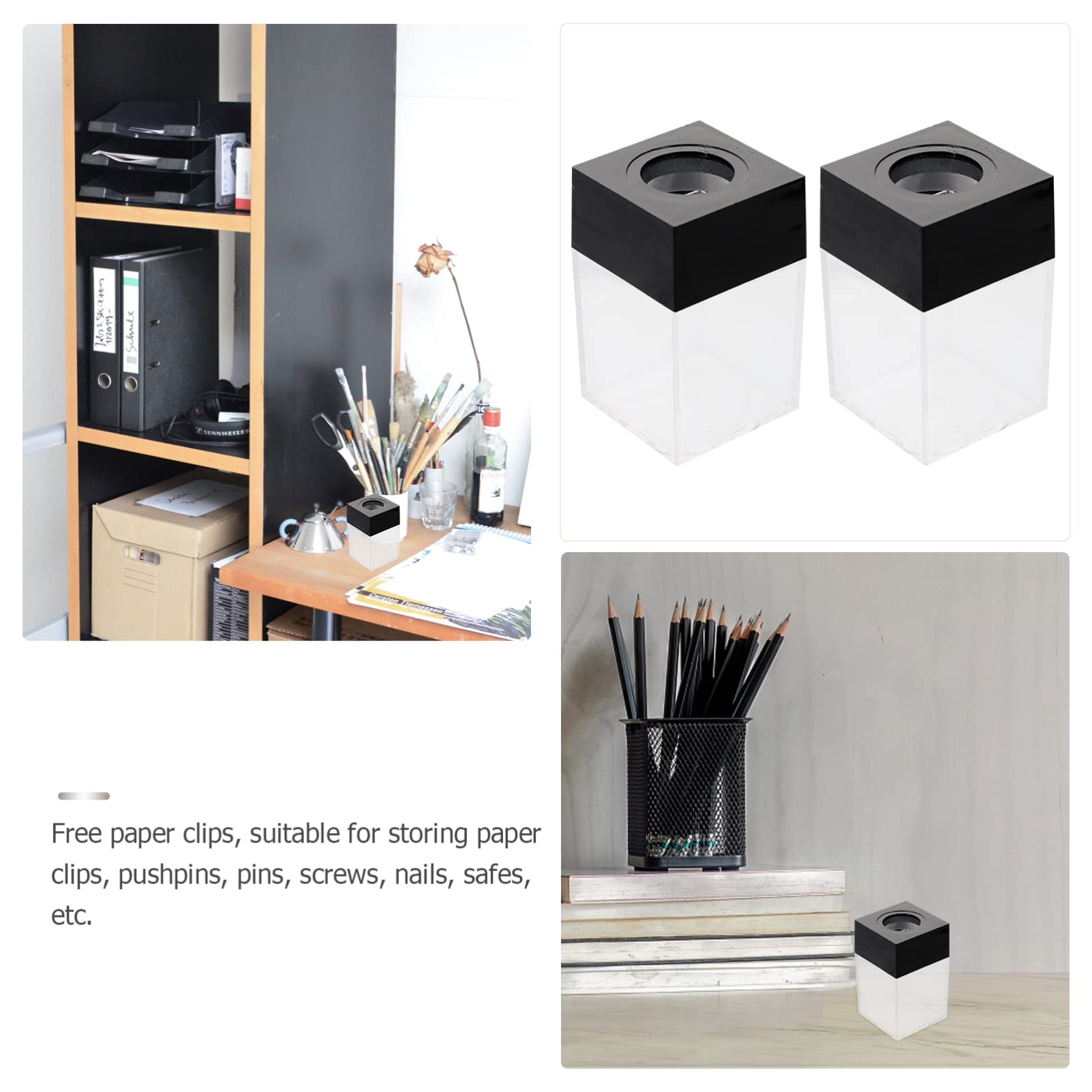 2-Pack Magnetic Paper Clip Holder & Binder Clip Organizer - Black Desk Organizer for Office Supplies | Perfect for Home Office, School & Workspace Organization
