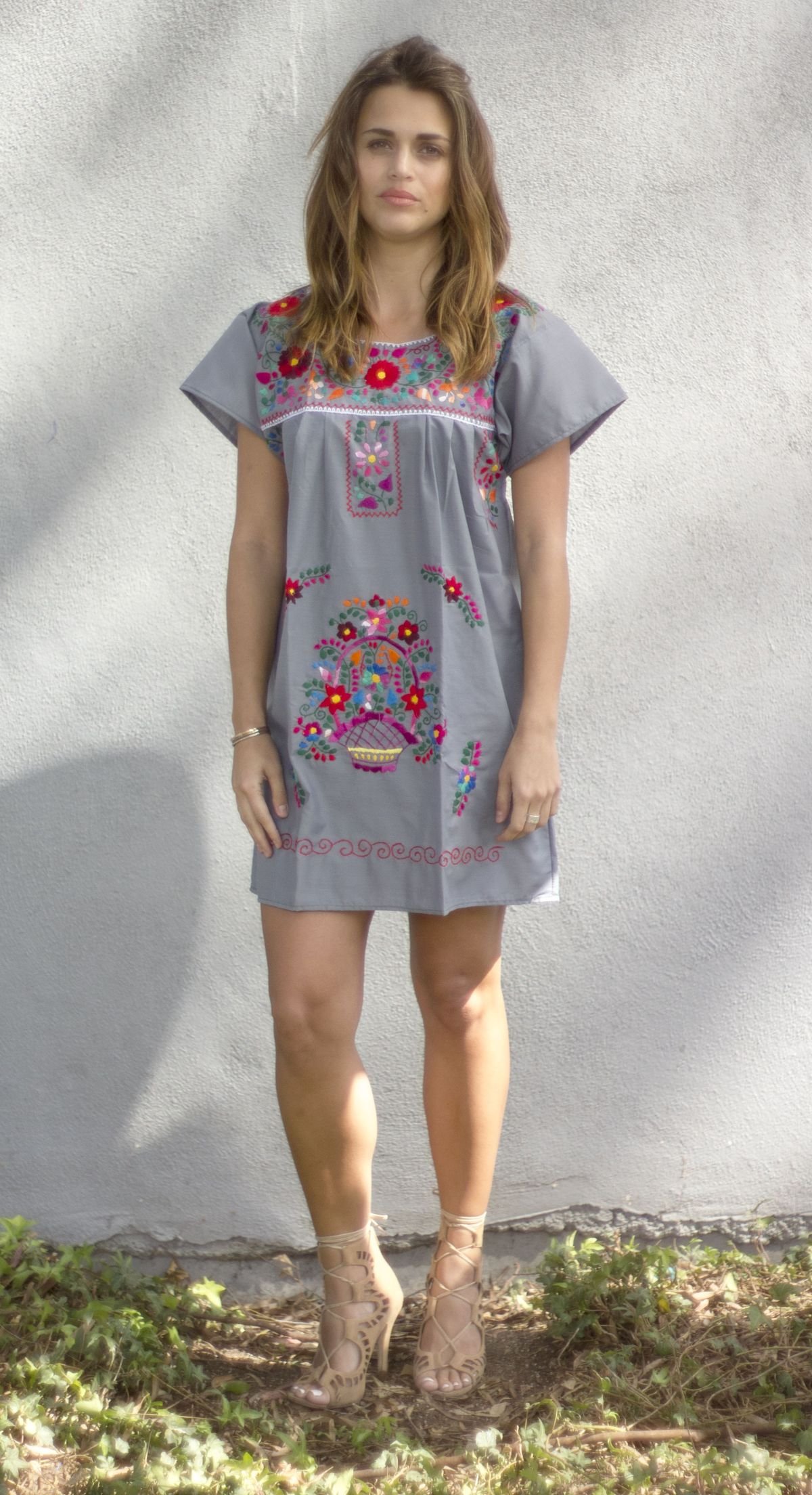 Liliana Cruz Embroidered Mexican Peasant Mini Dress - Floral Summer Dress for Women, Boho Chic Style | Perfect for Beach Vacations, Music Festivals & Date Nights