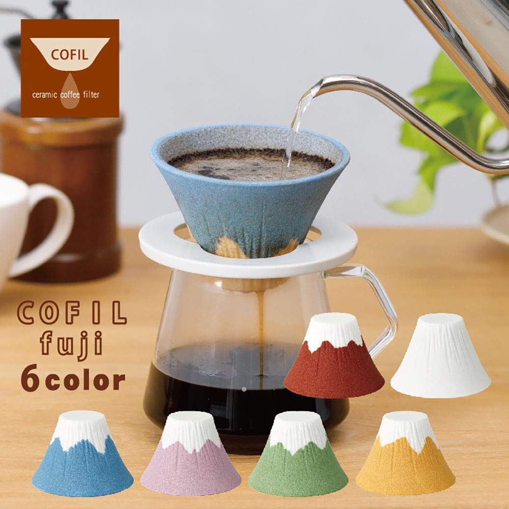 Premium Fuji Ceramic Coffee Filter Dripper with Dedicated Base & Saucer - Yellow | Japanese-Style Pour Over Coffee Maker for Home, Office & Cafe Brewing