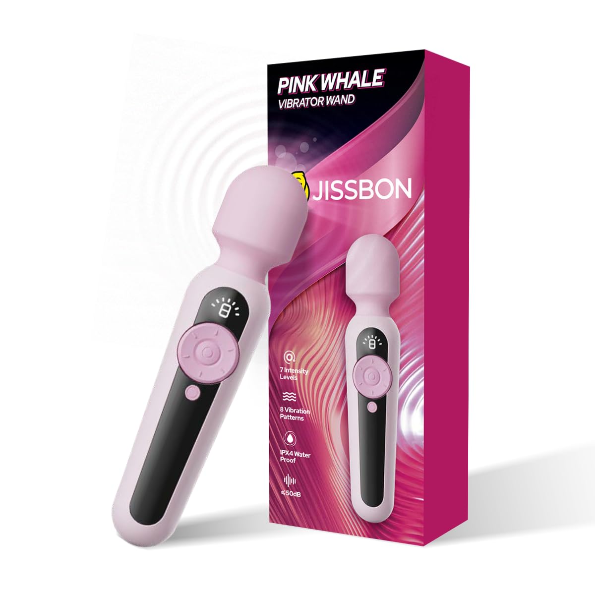 **56-Speed Pink Whale Magic Wand Vibrator for Women - Waterproof Clitoral Stimulator with LCD Display & 56 Pleasure Modes - Adult Sex Toy for Couples, Solo Play & Relaxation**