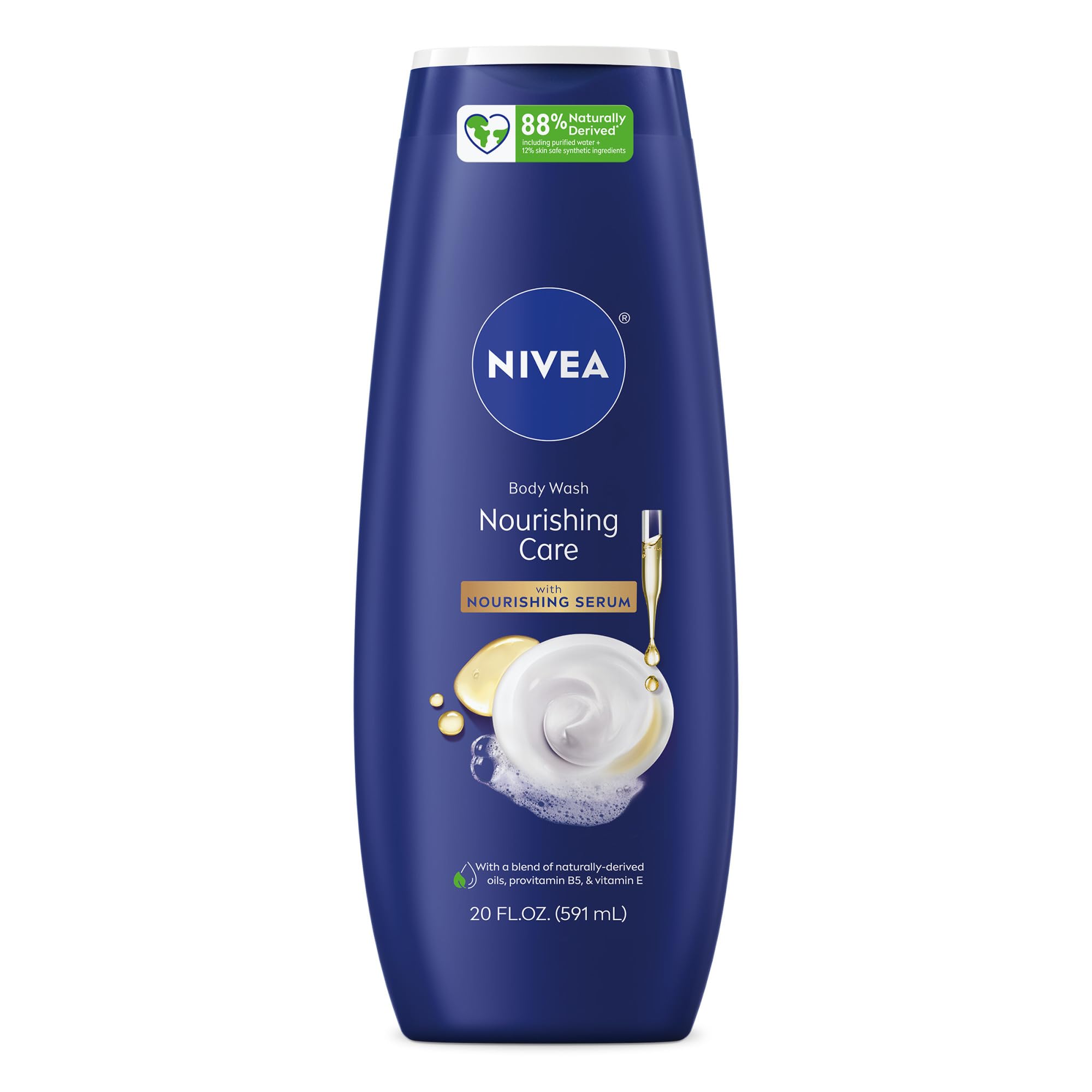 NIVEA Nourishing Care Body Wash with Nourishing Serum & Vitamin E | Moisturizing Shower Gel for Dry Skin | Provitamin B5 Enriched | 20 Fl Oz | Perfect for Daily Hydration & Soft Skin Care Routine