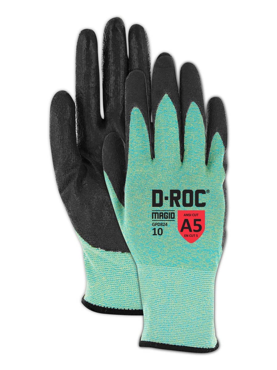 Heat & Adhesive Resistant A5 Cut Level Work Gloves - 12 Pairs, Dry Grip Polyurethane Coated, Size 5/XXS, Reusable 18-Gauge Aramid Shell (GPD824) - Ideal for Welding, Construction & Industrial Work