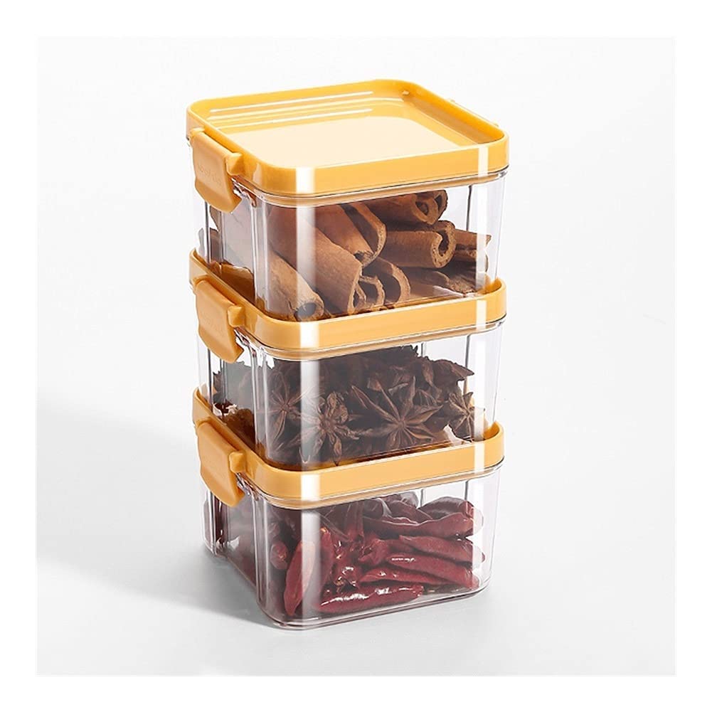 3-Piece Airtight Food Storage Containers Set - 460ml Stackable Kitchen Canisters with Buckle Design Lids for Flour, Sugar, Coffee, Tea & Dry Goods - Perfect for Pantry Organization & Countertop Storage