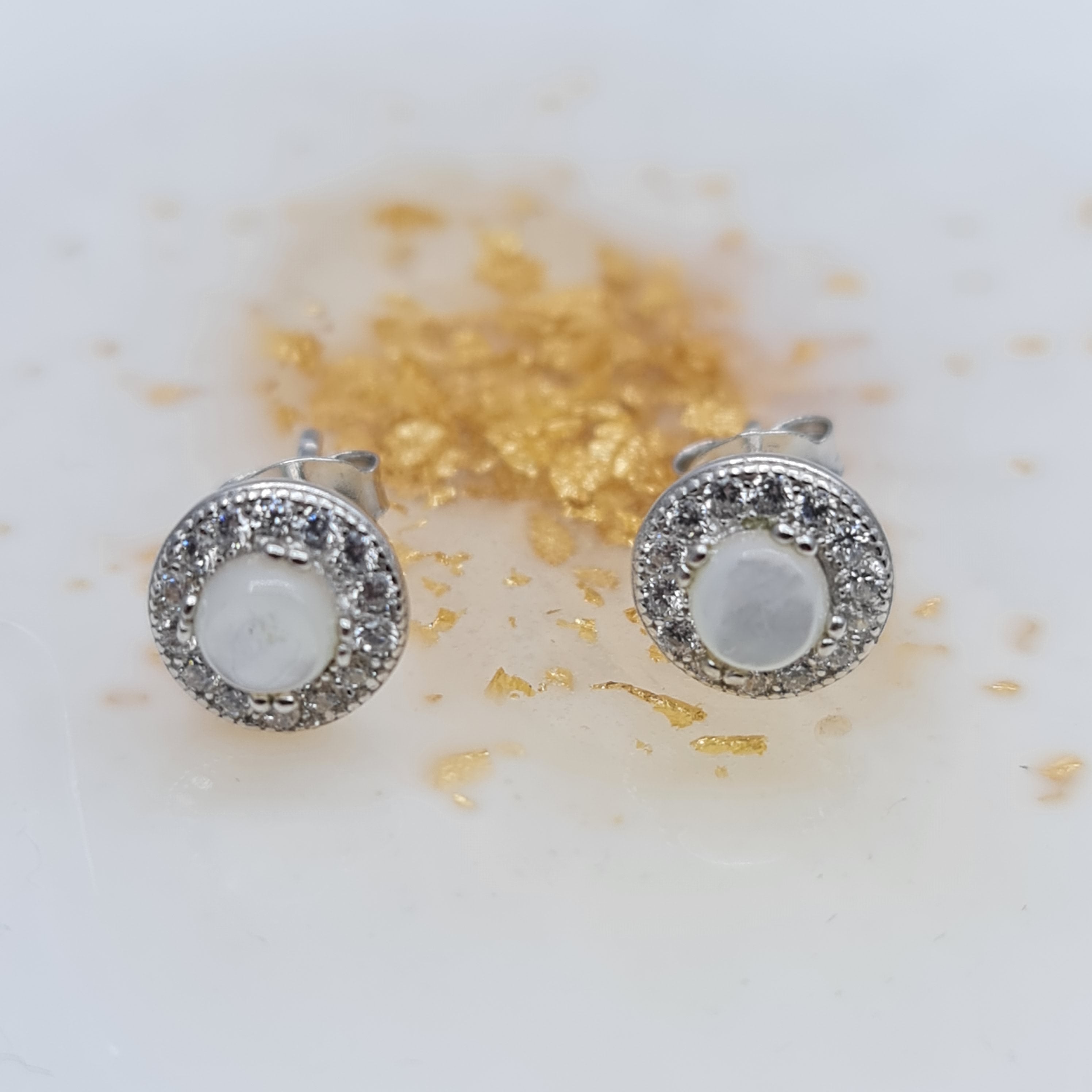 Mariana Mother of Pearl CZ Earring Studs - Elegant Pearl and Cubic Zirconia Stud Earrings for Women, Perfect for Weddings, Parties & Everyday Wear