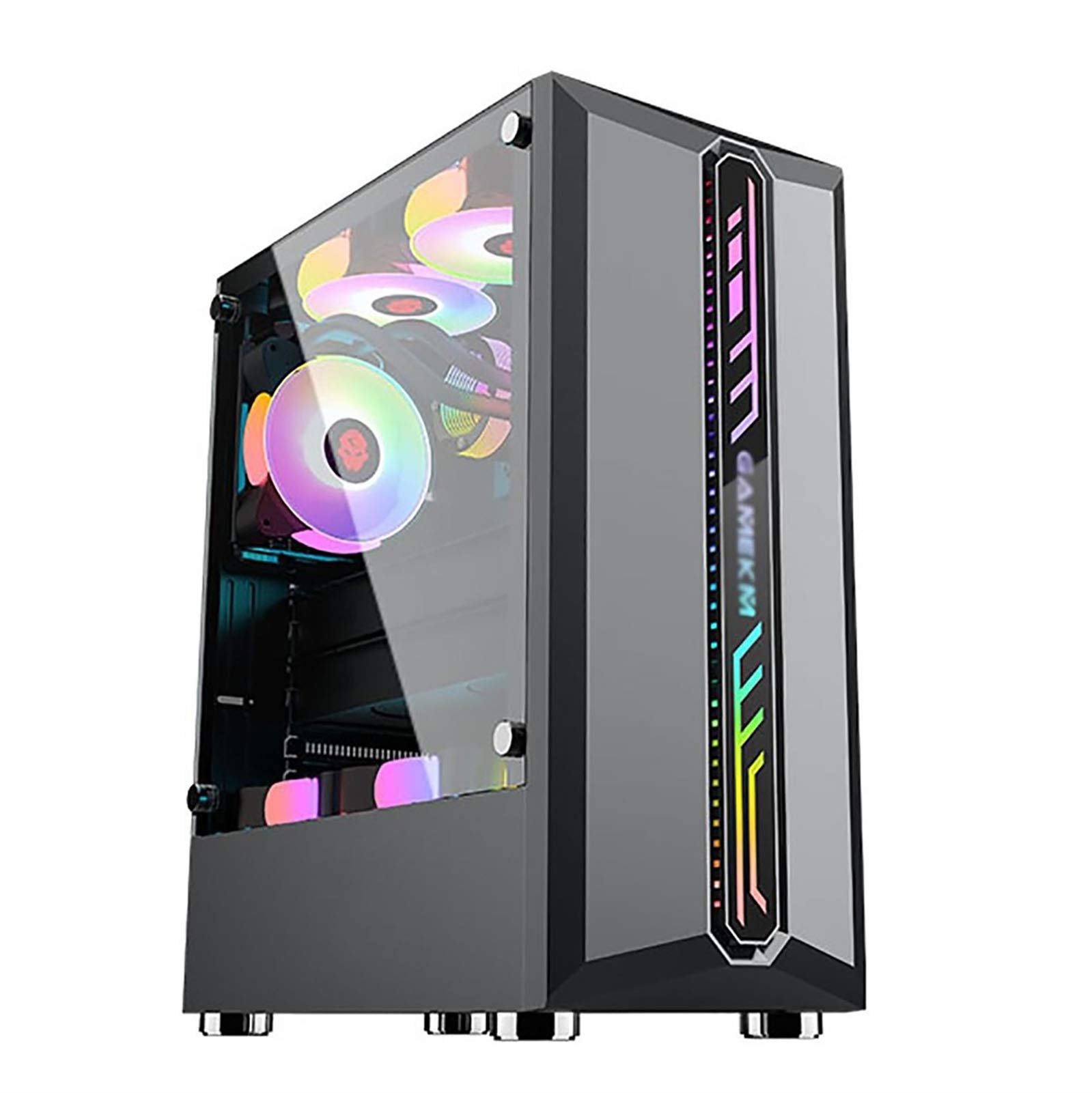 Mid-Tower ATX Computer Case with USB 3.0 Ports, Tempered Glass Panel & RGB Lighting - Supports Water Cooling & 8 Fans (Black) - Perfect for Gaming PC Builds & Custom Workstations