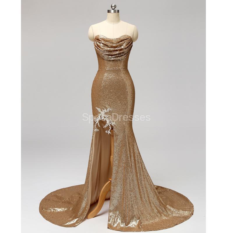Gold Sequin Sweetheart Mermaid Bridesmaid Dresses - Elegant Formal Gowns for Weddings, Prom & Special Occasions | Style WG597
