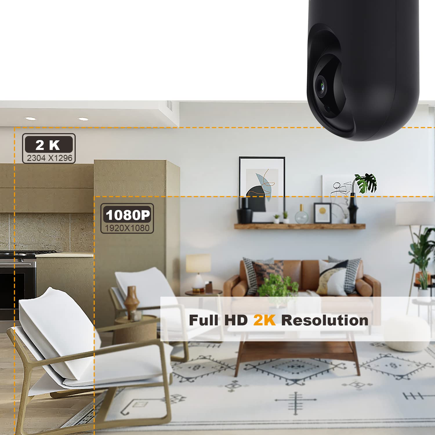 2K Wireless Indoor Security Camera with AI Human Motion Detection, 2.4G/5G Dual-Band WiFi, Two-Way Audio & Night Vision - Smart Home IP Camera for Baby/Pet Monitoring & App Remote Control (Black)