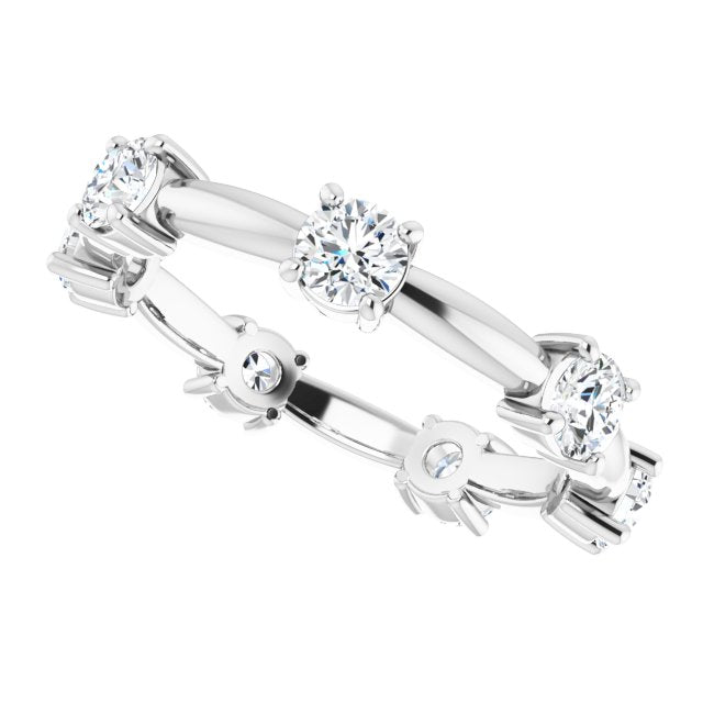1.17 Carat Round Diamond Eternity Band Stackable Ring - 14K White Gold Wedding Anniversary Gift for Her, Perfect for Bridal Stacking & Special Occasions