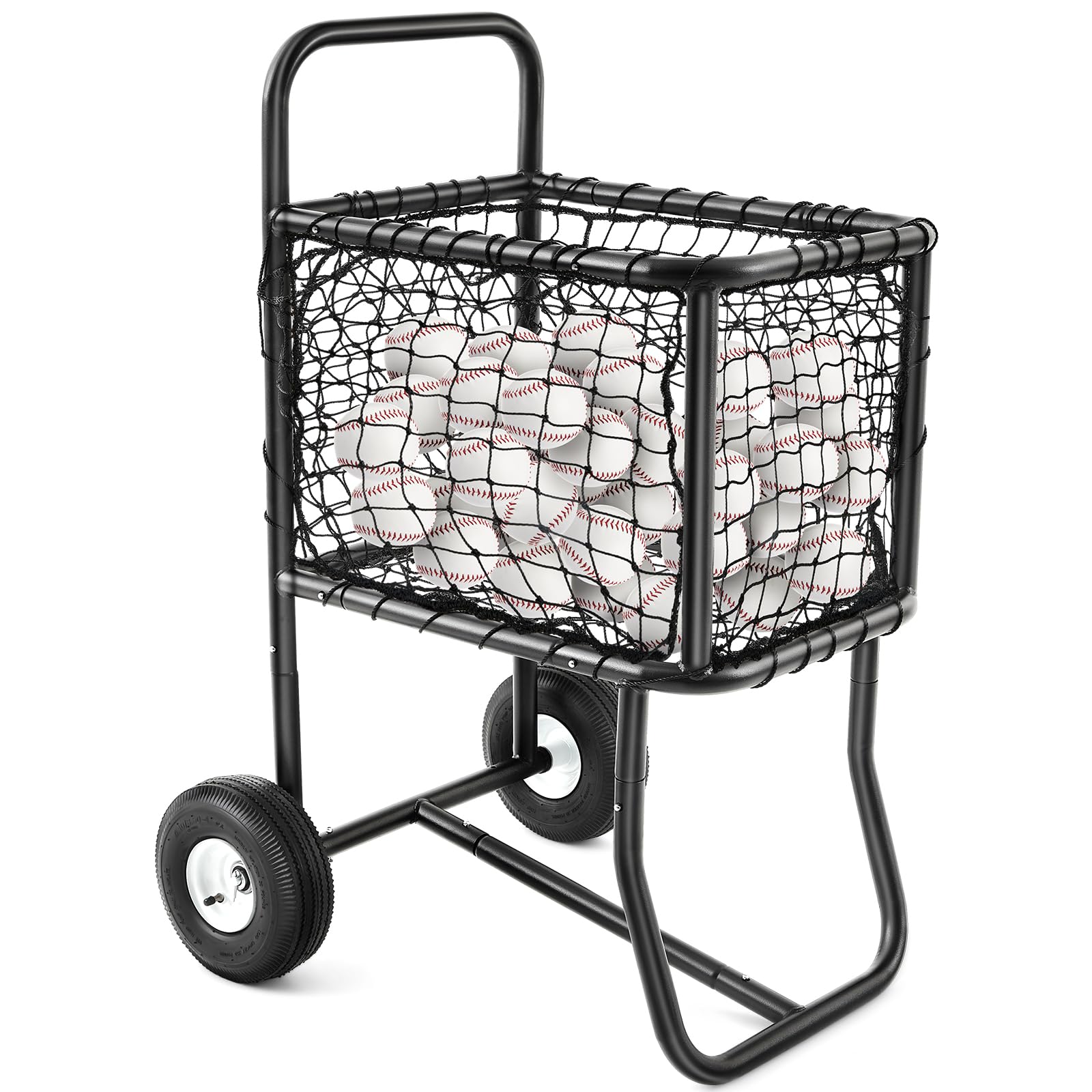 Heavy Duty Baseball Cart with Wheels - Large Rolling Softball Caddy & Ball Holder - Holds 300 Baseballs or 150 Softballs (18