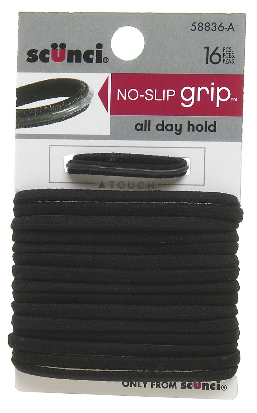 Scunci Black Elastic Hair Bands - 12 Pack, No Slip Ponytail Holders for Women & Girls - Perfect for Workouts, School, Office & Everyday Use (0.3 Oz)