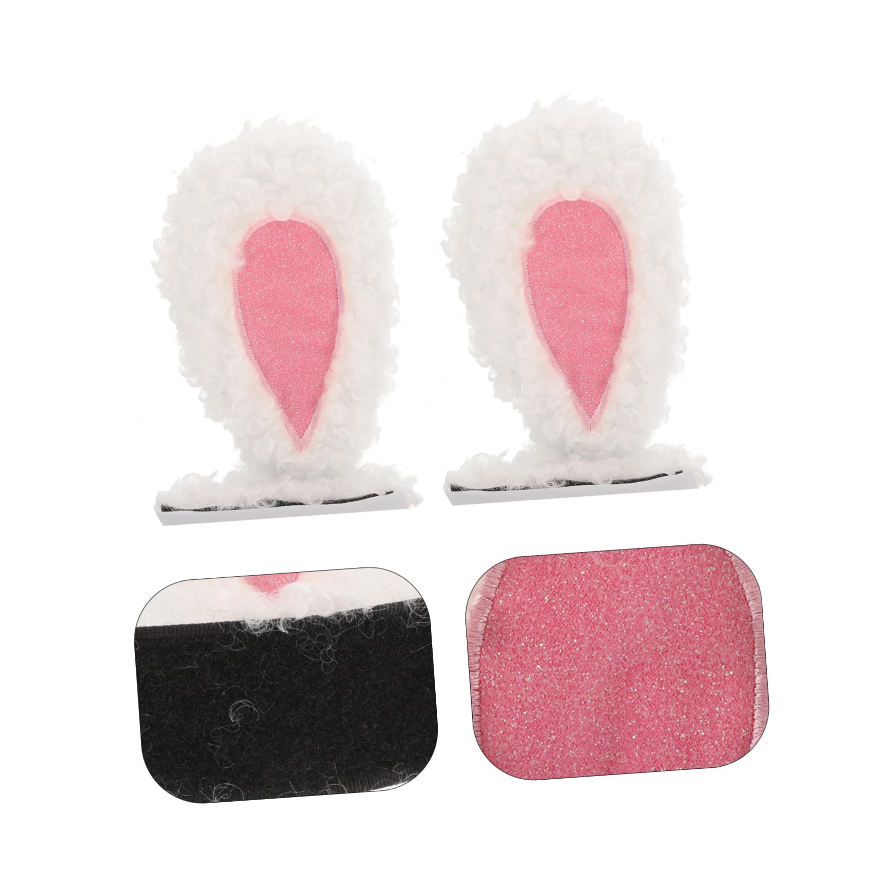 Soft Plush Cat Ears Helmet Accessories - 1 Pair White Faux Wool Ears for Ski, Motorcycle & Bike Helmets | Cute Cycling Gear for Women & Girls | Perfect for Costume Parties & Winter Sports