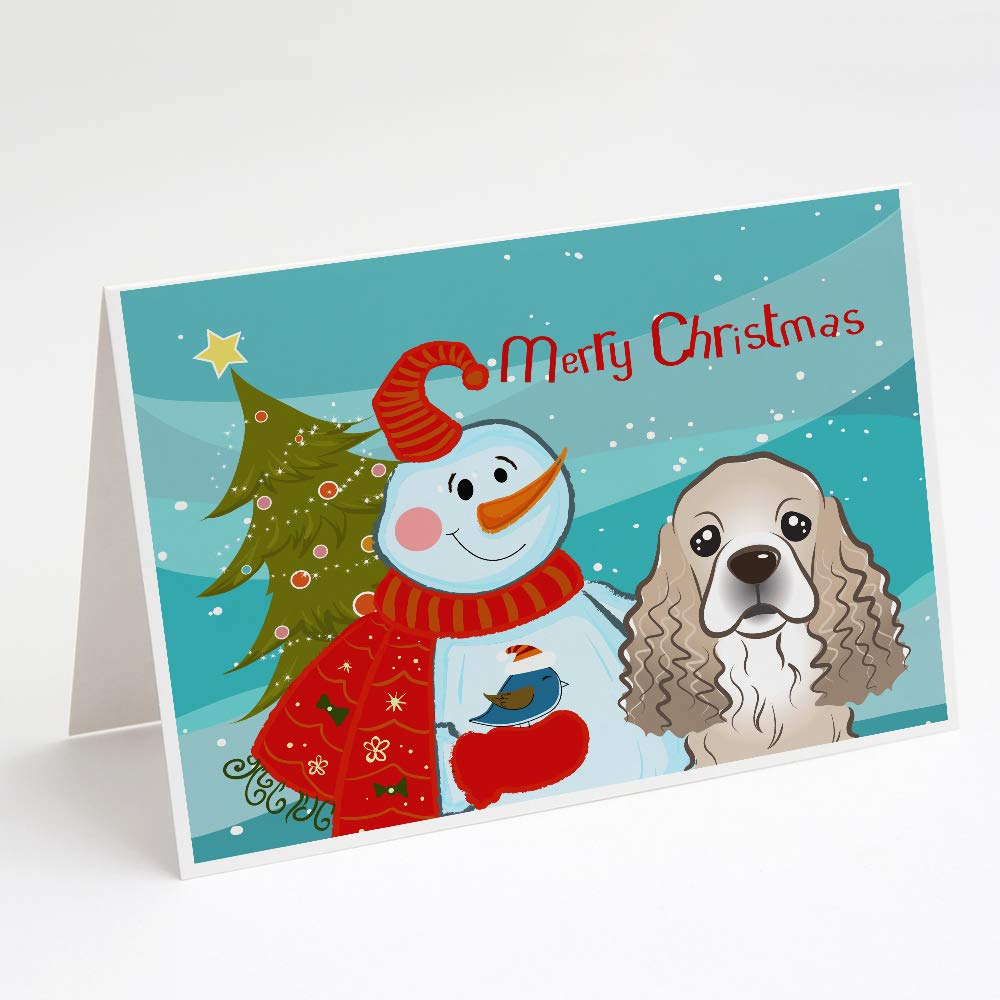 Snowman with Cocker Spaniel Greeting Cards - Pack of 8 Blank A7 Note Cards (5x7 inches) with Envelopes - Whimsical Winter Holiday Cards for Christmas, Thank You Notes & Special Occasions