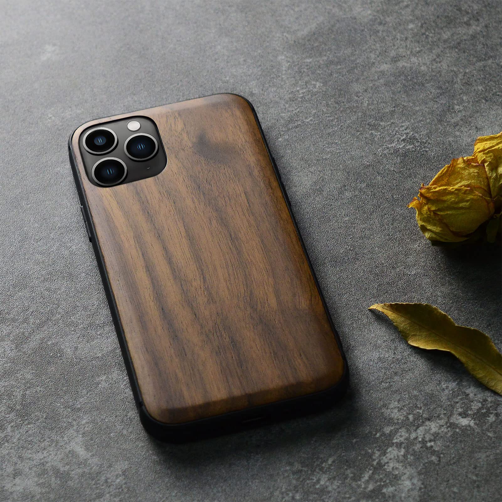 Carveit Real Wood iPhone 11 Pro Max Case - Hard Walnut Wood & Black Soft TPU Shockproof Protective Cover - Durable Wooden Phone Case for Apple iPhone 11 Pro Max - Perfect for Outdoor Adventures & Business Meetings