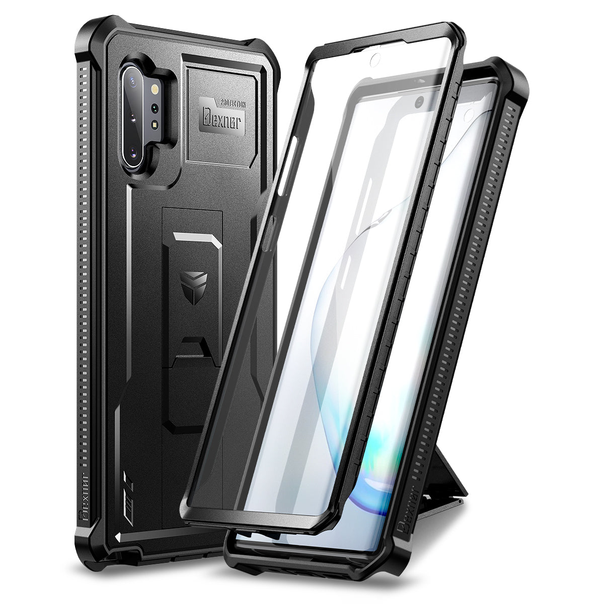 Dexnor Heavy Duty Shockproof Rugged Case for Samsung Galaxy Note 10+ with Built-in Kickstand & Full Body Protection | Includes Screen Protector | Perfect for Outdoor, Work & Travel