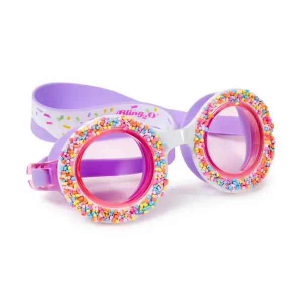 Bling2O Purple Donut Sprinkle Kids Swim Goggles - UV Protection, Anti-Fog, Leak-Proof for Toddlers & Children - Perfect for Pool, Beach & Swimming Lessons