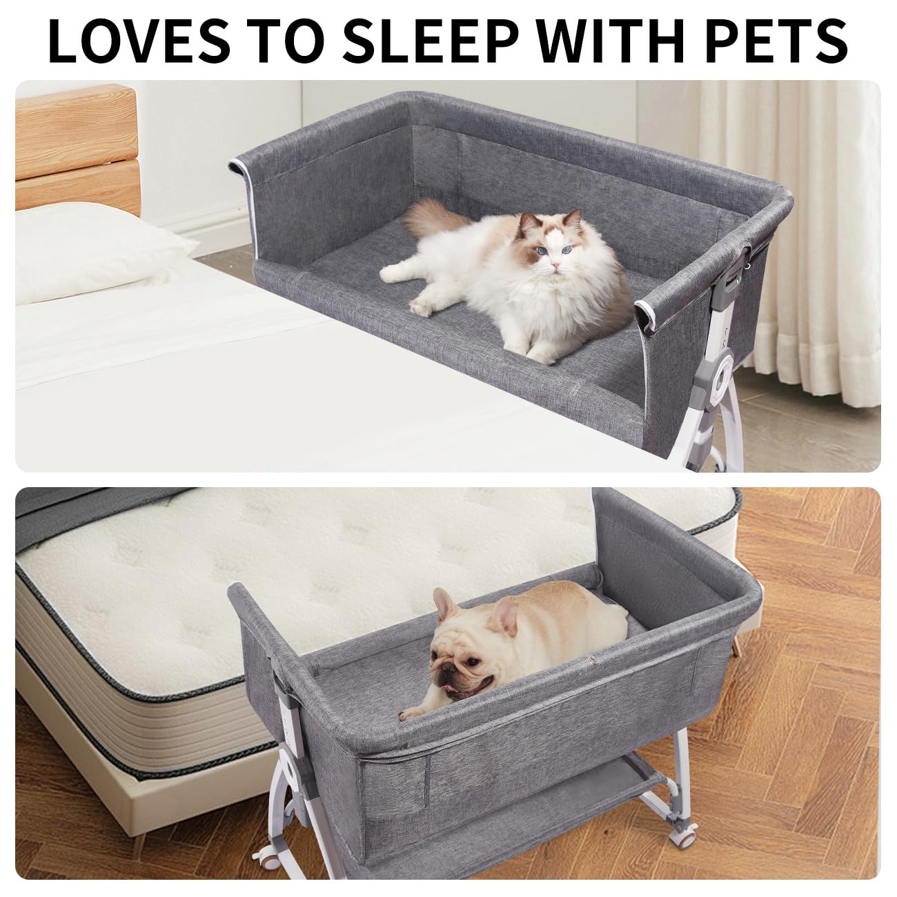 **Raised Pet Bunk Bed for Dogs - Elevated Dog Bed Attachment for Human Bed, Bedside Dog Sleeper & Pet Lounger - Perfect for Small Spaces, Bed Extender for Cozy Nights (Ideal for Puppies & Small Breeds)**