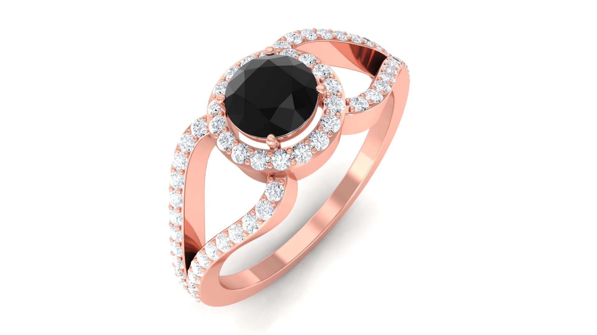 1.25 CT Black and White Diamond Ring - 14K Solid Gold Split Shank Engagement Ring with Natural Black Diamond, April Birthstone Jewelry for Women - Perfect for Weddings, Anniversaries & Special Occasions