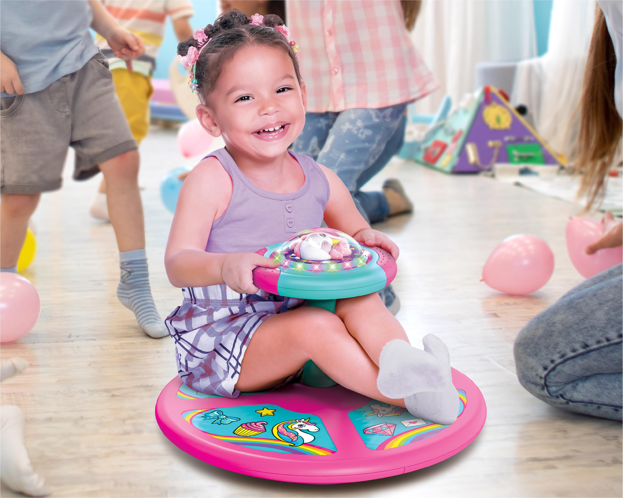 LED Light-Up Unicorn Twister Toy - 360° Spin & Music for Toddlers Age 2-4 | Indoor/Outdoor Birthday & Christmas Gift for Boys & Girls 18+ Months - Perfect for Playtime, Parties & Preschool Activities