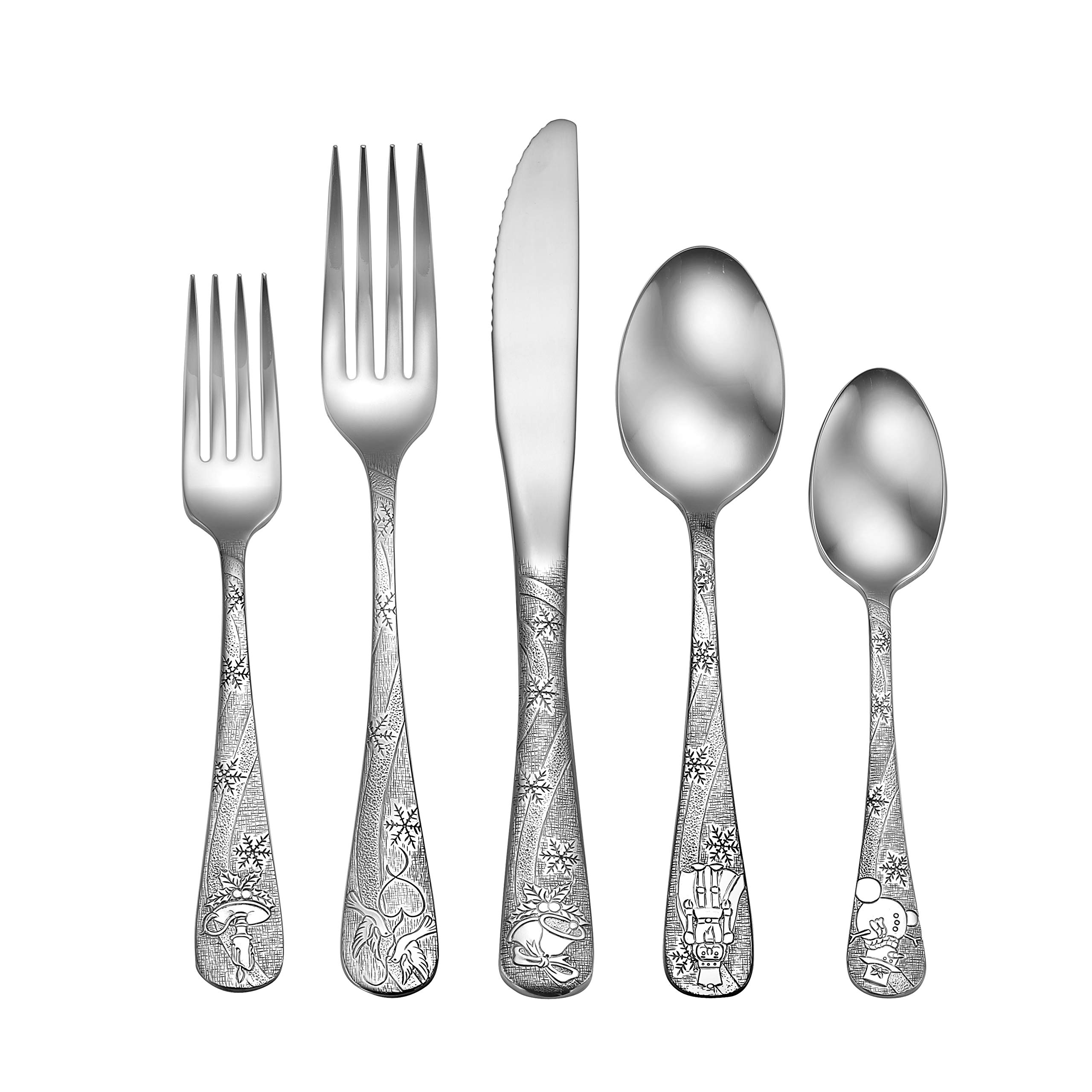 Liberty Tabletop Holidays 45-Piece Flatware Set - Service for 8 - Stainless Steel Cutlery Set with Knives, Forks & Spoons - Made in USA - Perfect for Thanksgiving, Christmas & Holiday Dinner Parties