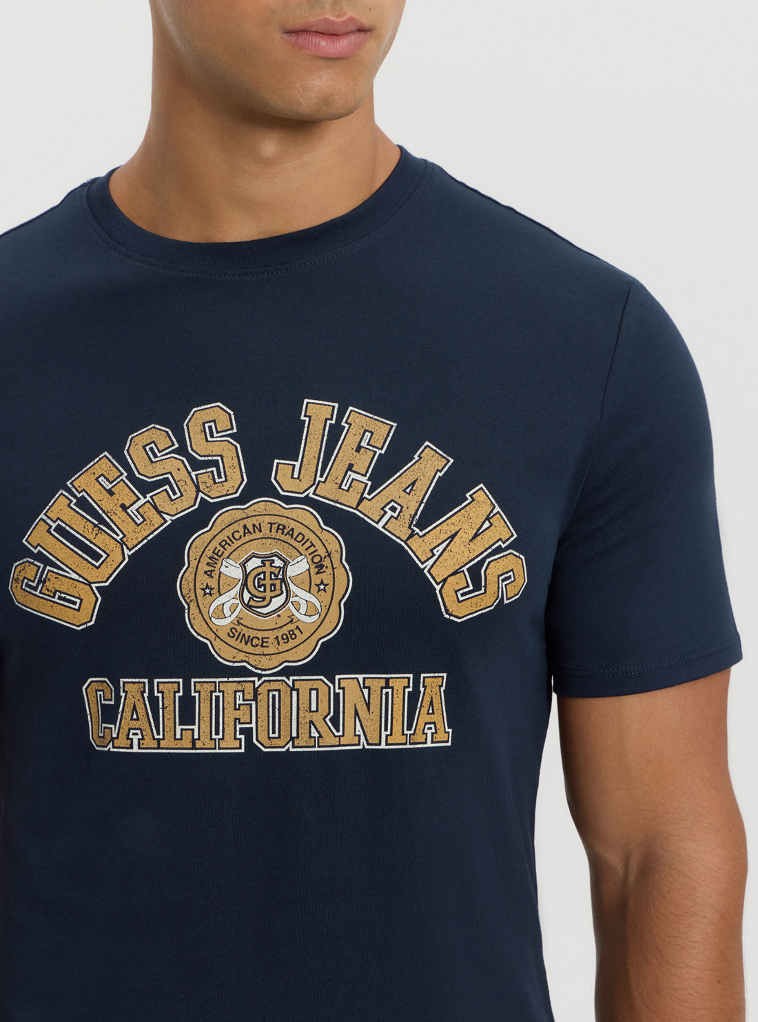 Guess Women's Navy Printed T-Shirt - Casual Short Sleeve Cotton Tee for Everyday Wear & Street Style Outfits