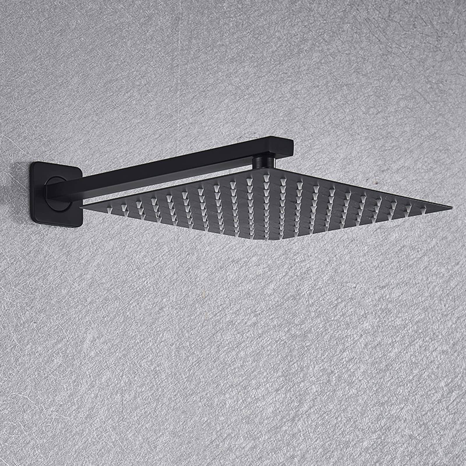 Premium Matte Black Wall Mounted Shower System - Concealed Faucet Set with 12
