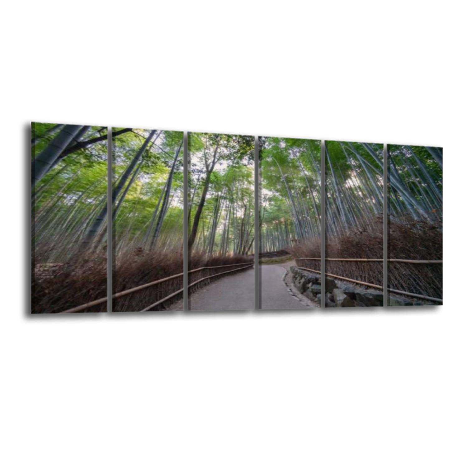 BDMPIZLNSF 6-Panel Canvas Wall Art - Arashiyama Bamboo Forest Kyoto Japan Landscape Painting, Stretched & Framed Ready to Hang - Home Decor for Living Room, Bedroom, Office | Perfect for Zen Decor, Asian-Inspired Interiors & Nature Lovers