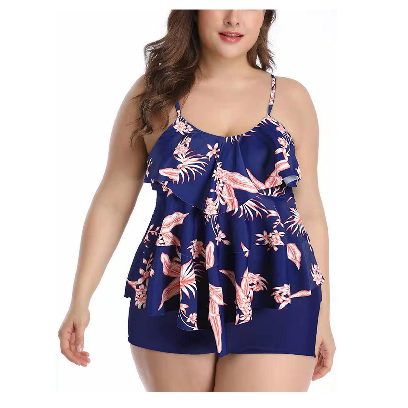 Sexy Women's Halter Push Up Bikini Set - High Cut Two Piece Swimsuit with Lace Detail, Solid Color Tankini Bathing Suit (Blue, XXL) | Perfect for Beach Vacation, Pool Party & Summer Getaway