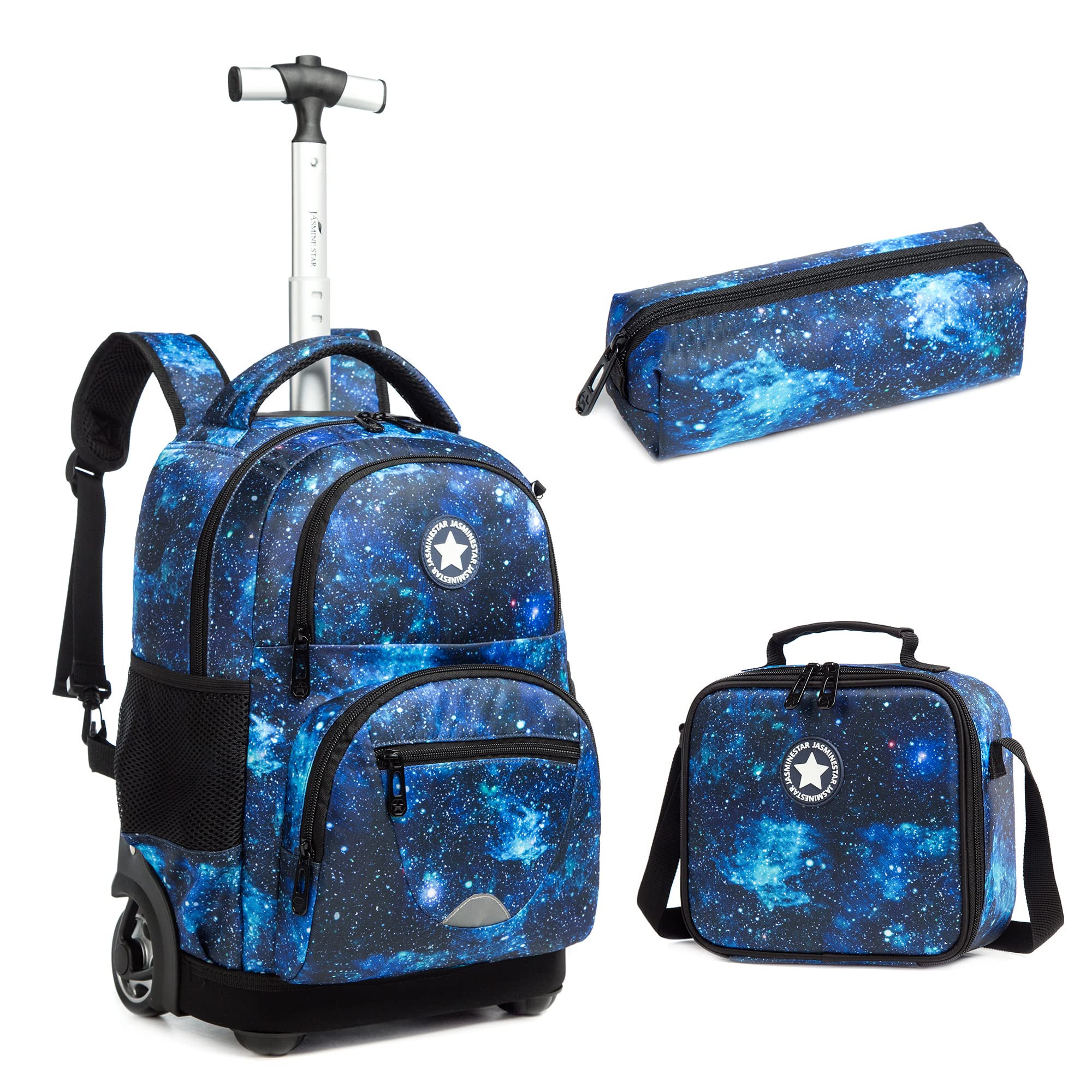 MOHCO 16 Inch Rolling Backpack Set - 3 in 1 School Backpack with Lunch Bag & Pencil Case for Boys & Girls | Perfect for School, Travel & Daily Commute