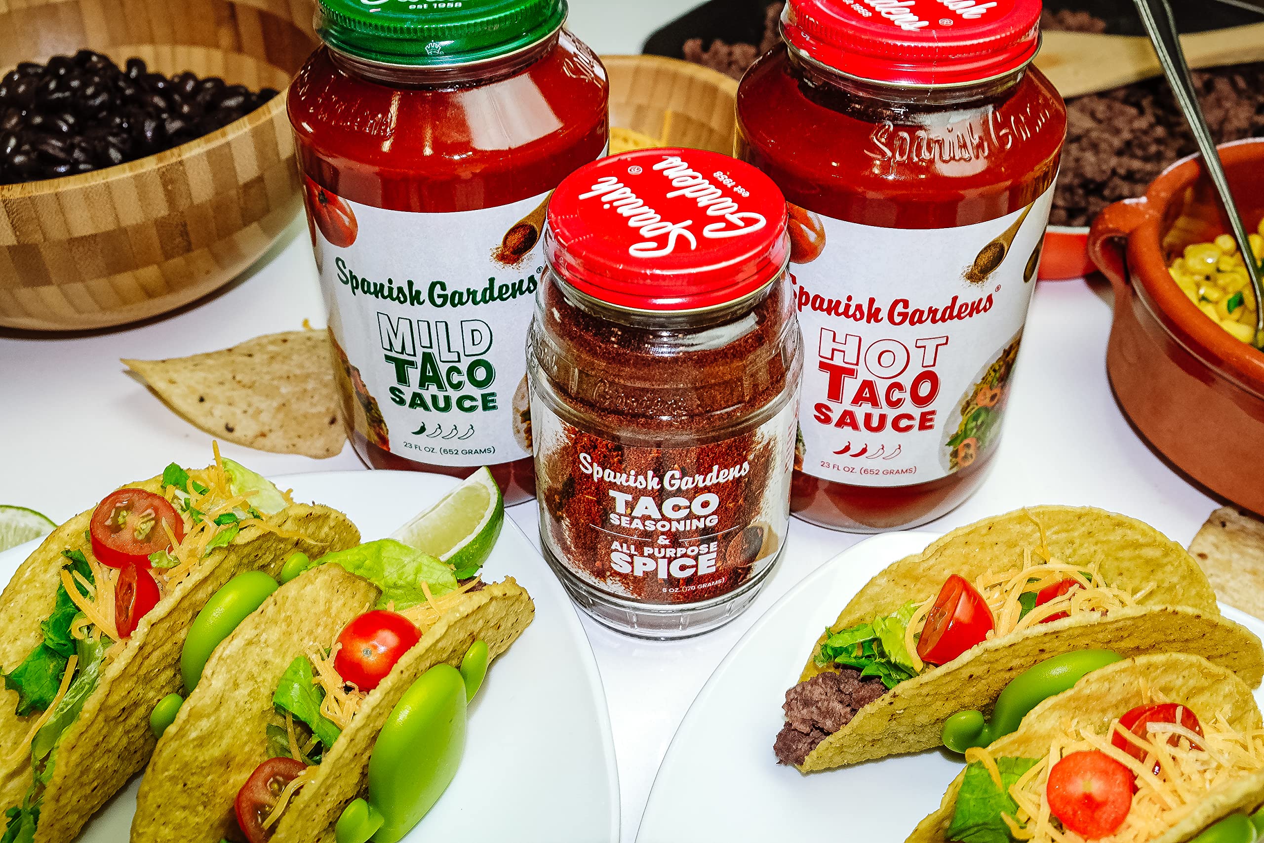 Authentic Mexican Hot Taco Sauce (6 Pack) - Spicy Tex-Mex Sauce Made with Original Family Recipe - 23 oz Bottles - Perfect for Tacos, Burritos, Nachos & Mexican Food Lovers