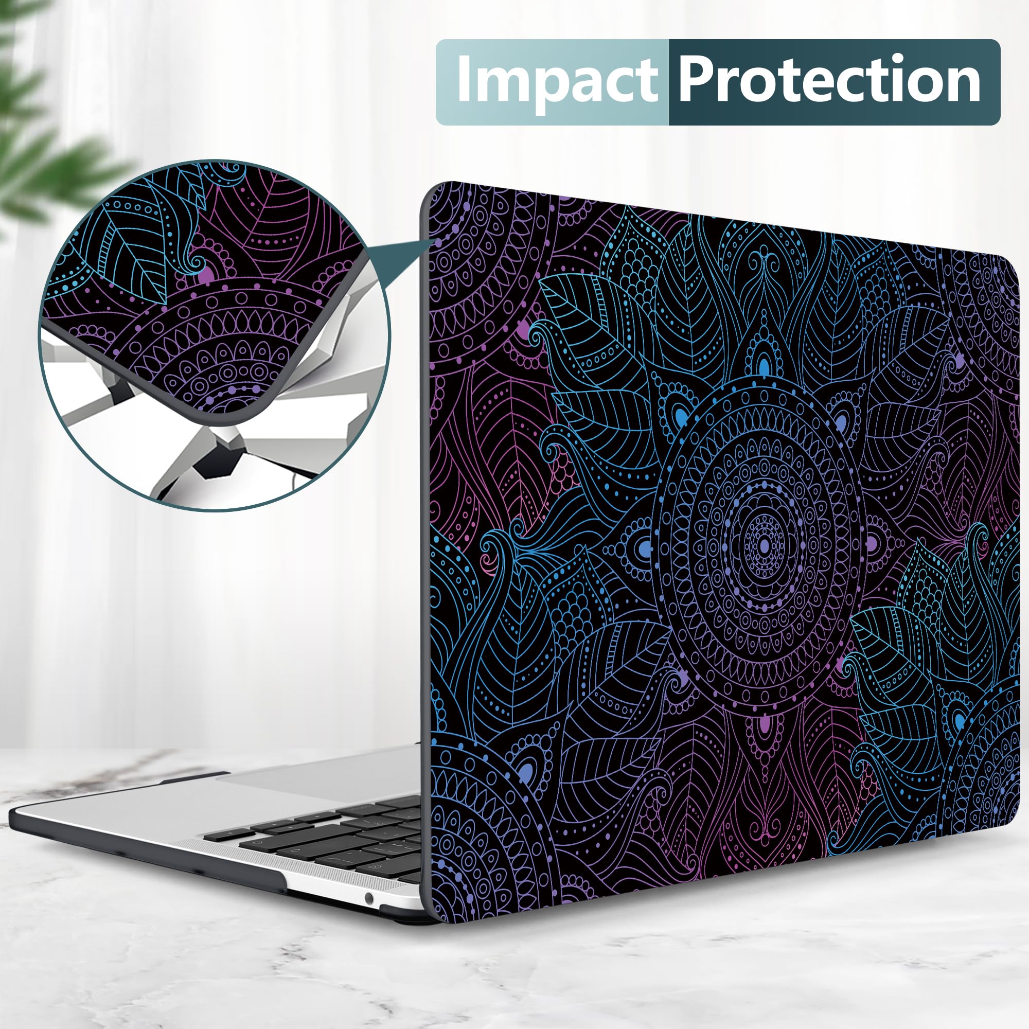 Dongke Hard Plastic Case for MacBook Pro 13 inch (Model A2251/A2289, 2020 Release) - Colorful Mandala Design Protective Cover Compatible with Retina Display & Touch Bar (Includes Touch ID) | Perfect for Work, Travel & School Protection