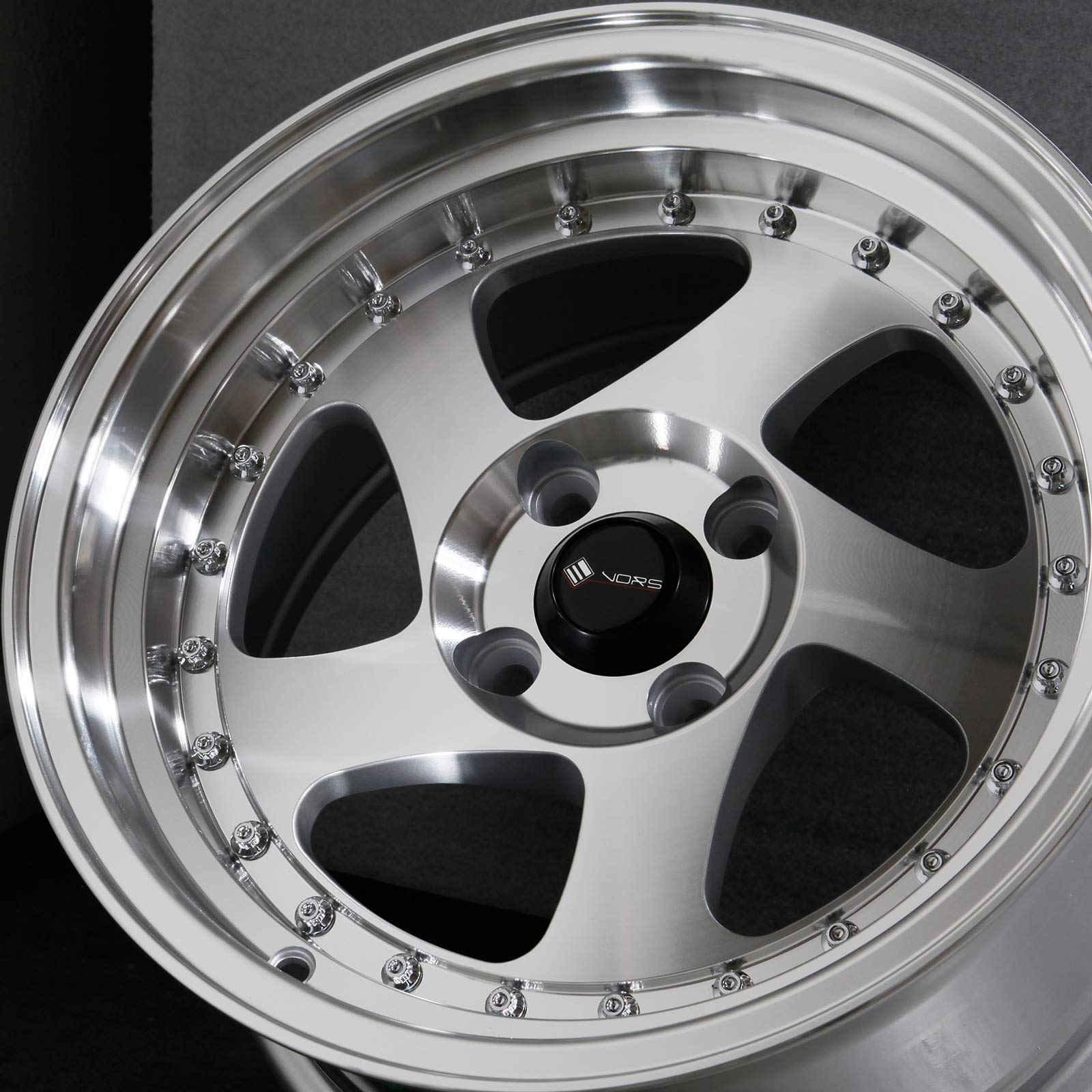 15x8 Vors VR2 Silver Wheel Rim 4x100 Bolt Pattern 73.1mm Hub Bore - Perfect for Honda Civic, Toyota Corolla & Compact Car Upgrades