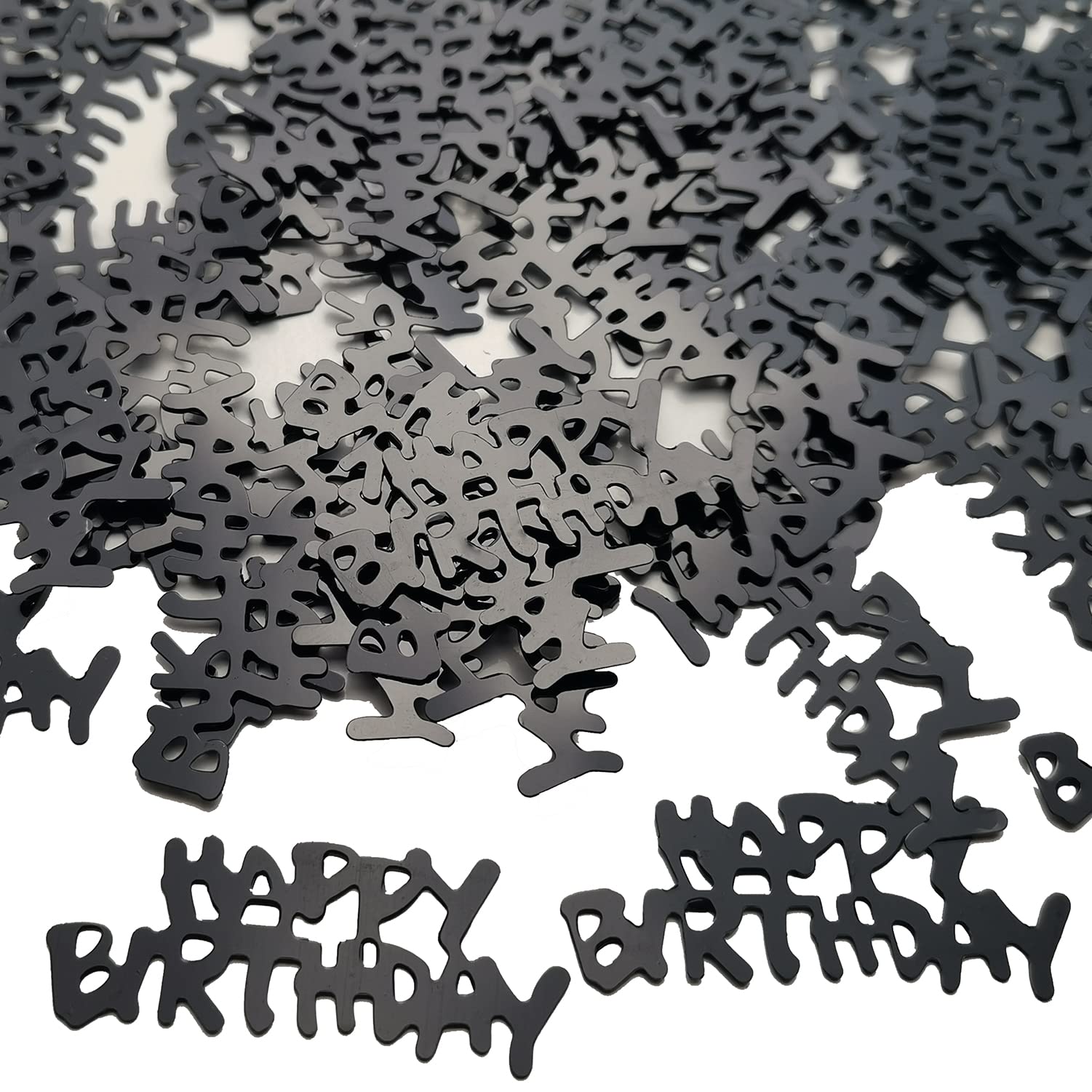 Black Happy Birthday Confetti - Glitter Party Decorations for Tables, Birthday Celebrations | Perfect for Men, Women & Kids Birthday Parties | Great for Indoor & Outdoor Events, Cake Toppers, Photo Backdrops
