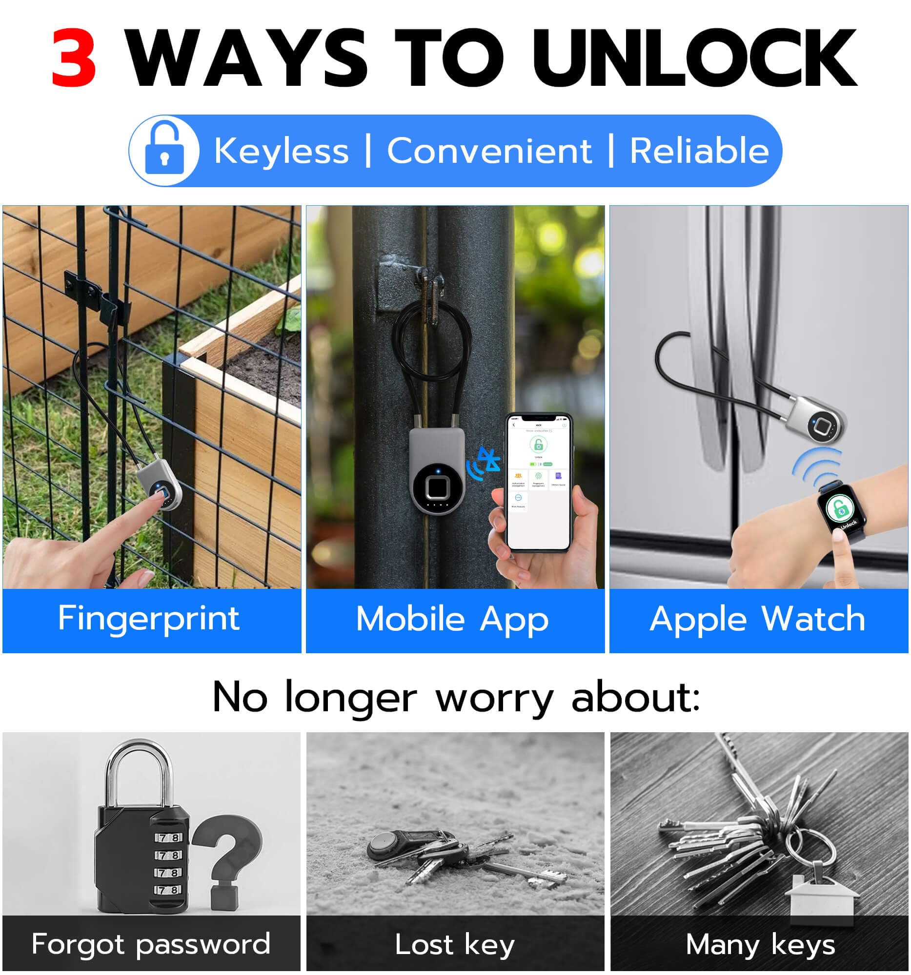 eLinkSmart Fingerprint Cable Lock - 6