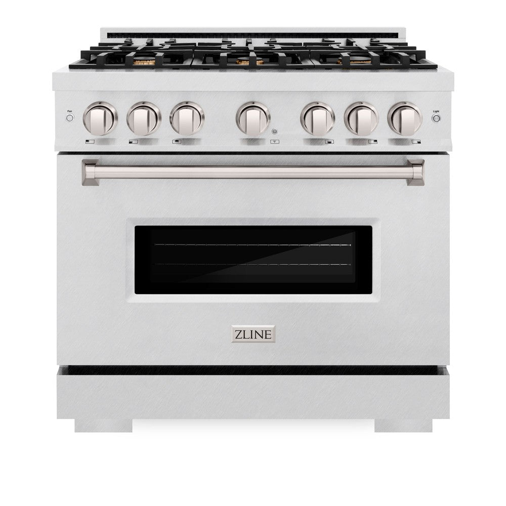 ZLINE 36 Inch 5.2 Cu. Ft. Classic Dual Fuel Range - Gas Cooktop & Electric Convection Oven - Satin Stainless Steel with 6 Brass Burners (CDRS BR 36) - Perfect for Home Kitchens & Professional Cooking