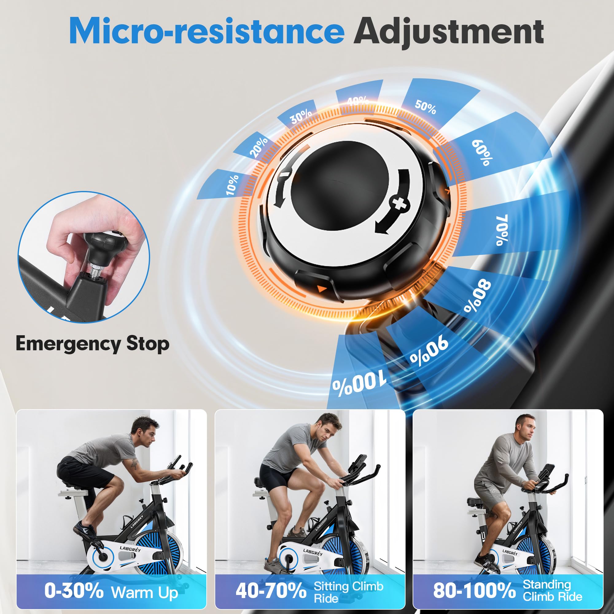 LABGREY Indoor Cycling Bike - Stationary Exercise Bike with Heart Rate Monitor & Comfortable Seat Cushion | Quiet Home Cardio Workout Equipment for Weight Loss & Fitness Training | Perfect for Home Gym, Apartment Workouts & Spin Classes
