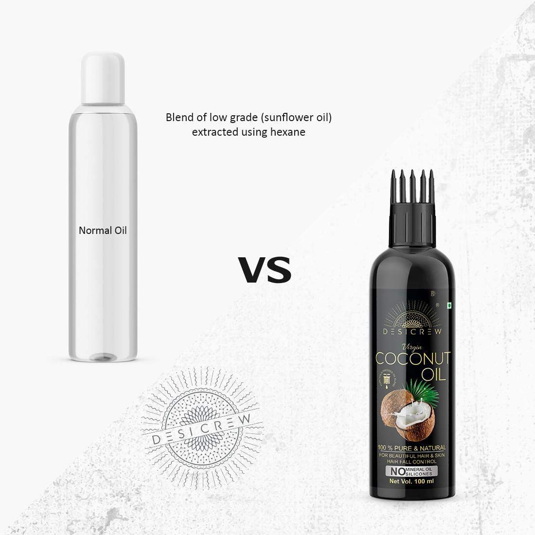 100% Pure Virgin Coconut Oil for Hair, Skin & Body - Cold Pressed with Comb Applicator - 100mL Organic Hair Oil - Perfect for Deep Conditioning, Scalp Massage & Natural Beauty Care