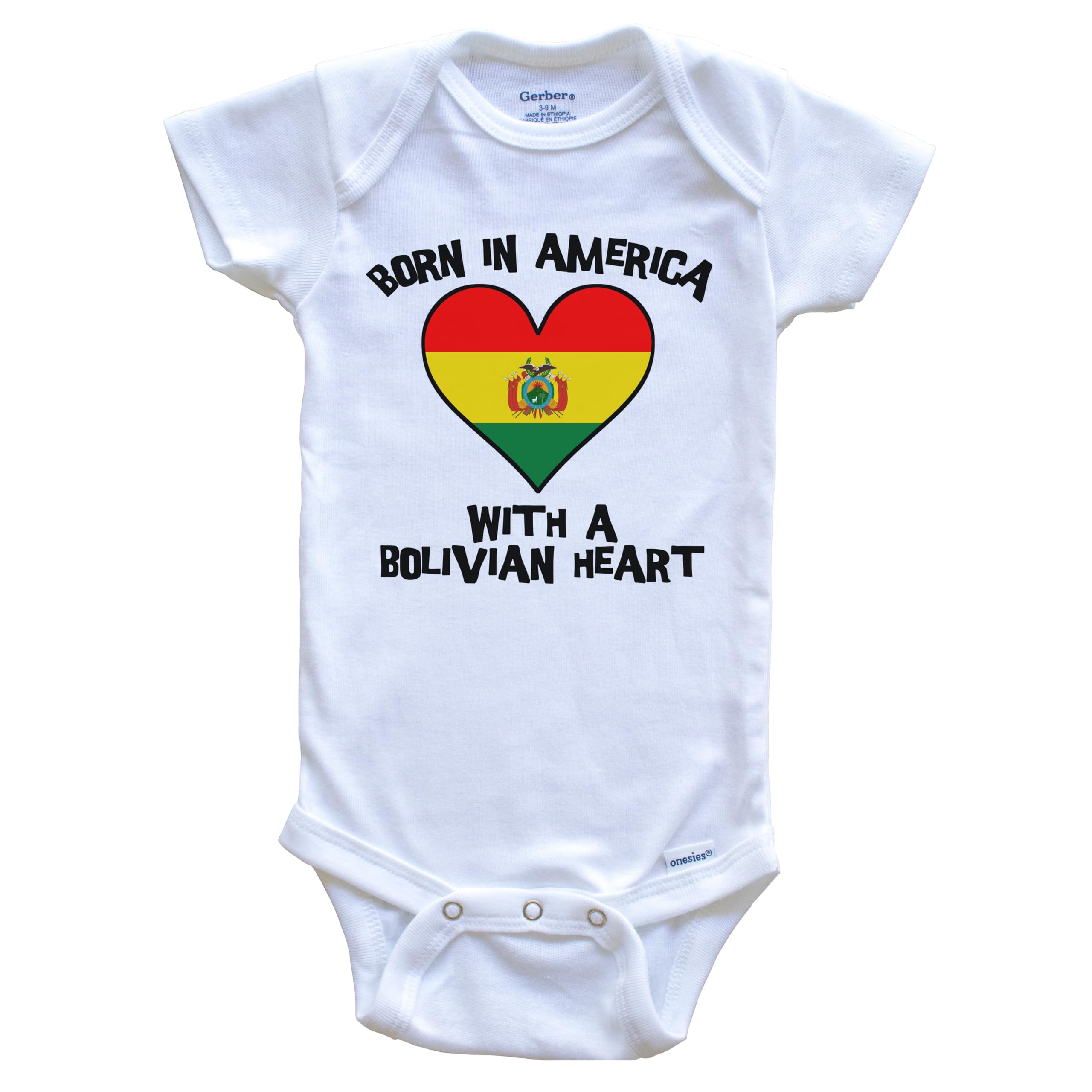 Born in America with A Bolivian Heart - Bolivia Flag Baby Bodysuit | Soft Cotton One-Piece Infant Outfit for Boys & Girls | Perfect for National Holidays, Cultural Events & Family Photos