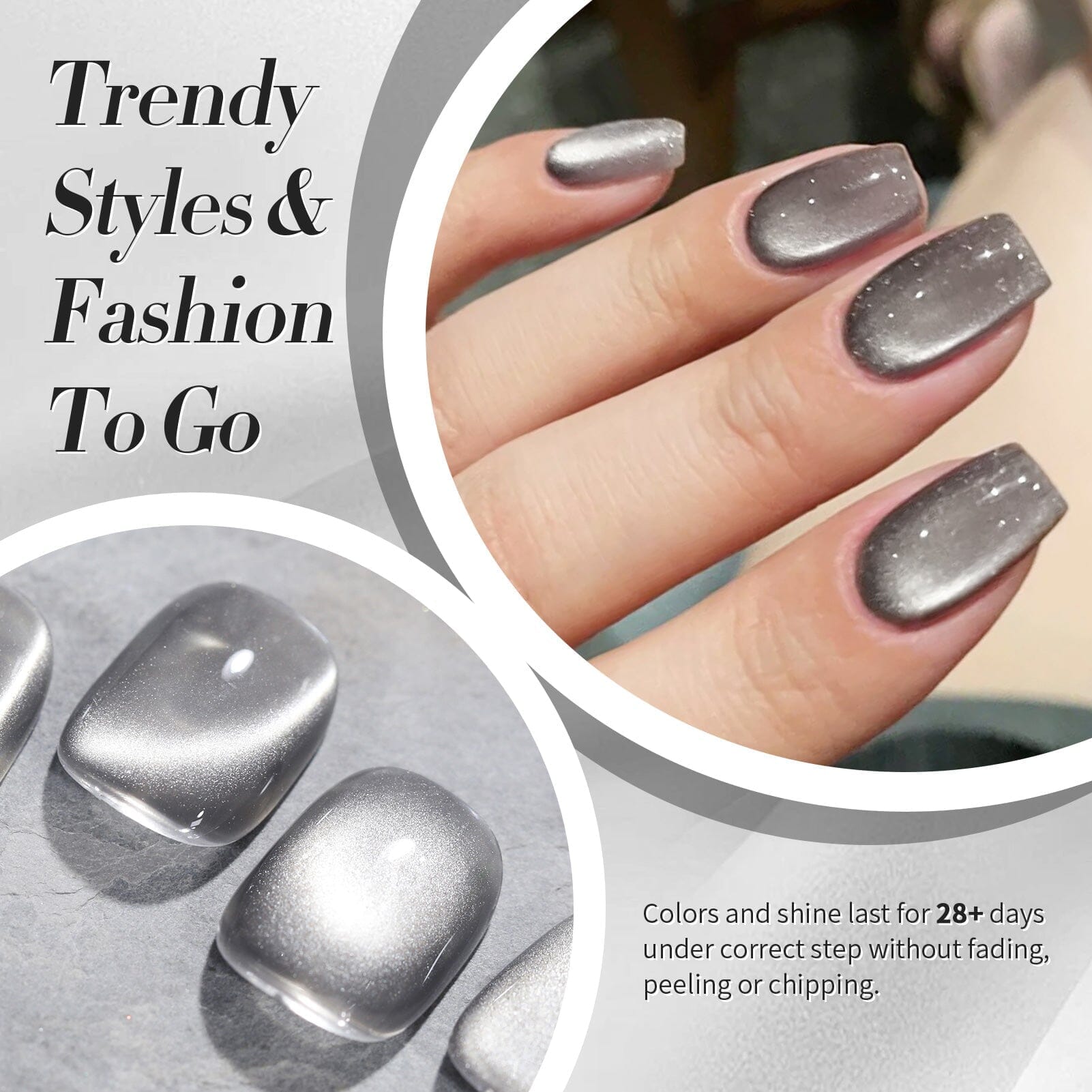 Gray Moonlight Cat Magnetic Gel Polish 15ml - Long Lasting Nail Polish for Manicure & Pedicure - Perfect for Salon, Home Use & Gift Giving