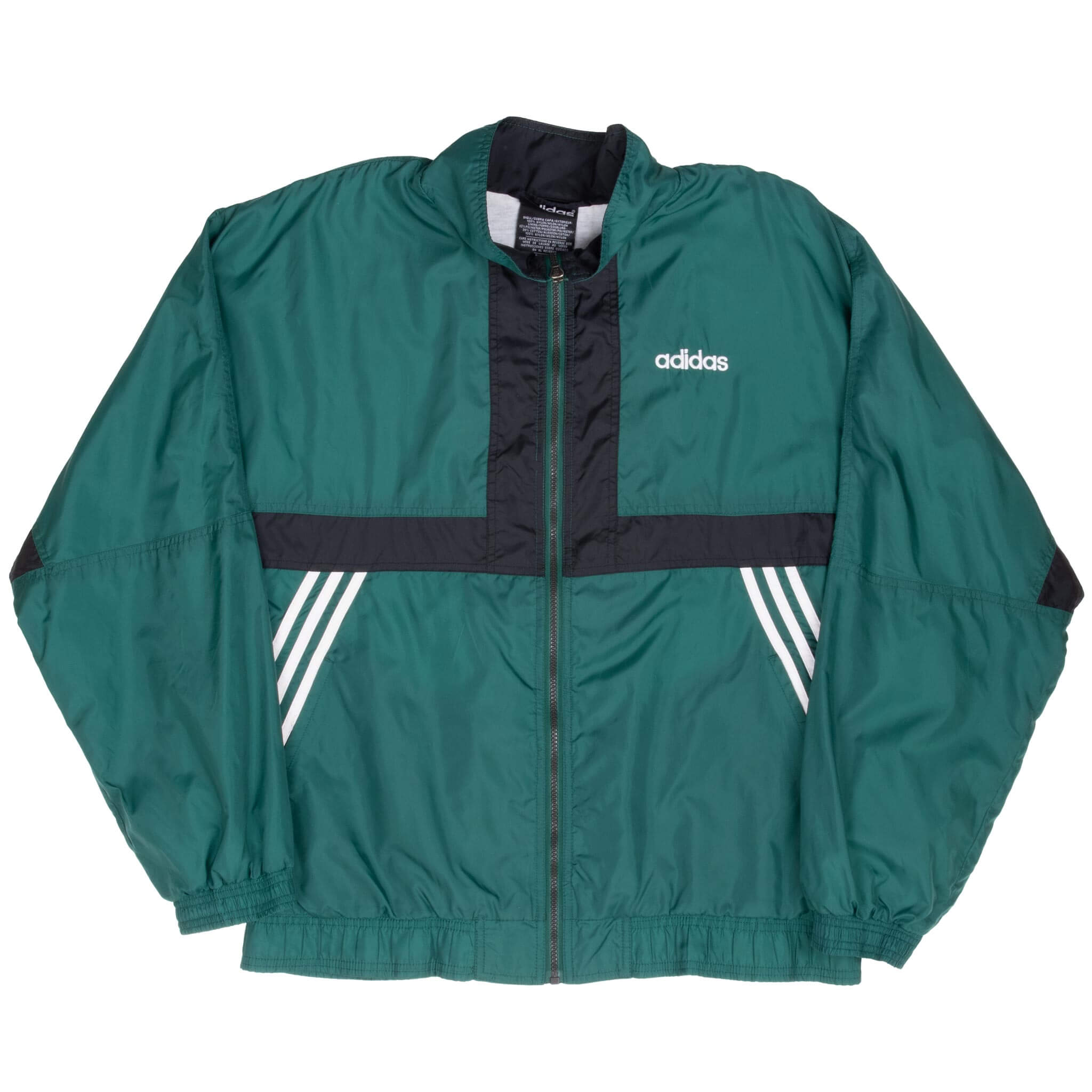 Vintage Adidas Green Windbreaker Jacket 1990s Large - Retro Athletic Outerwear for Running, Hiking & Casual Street Style