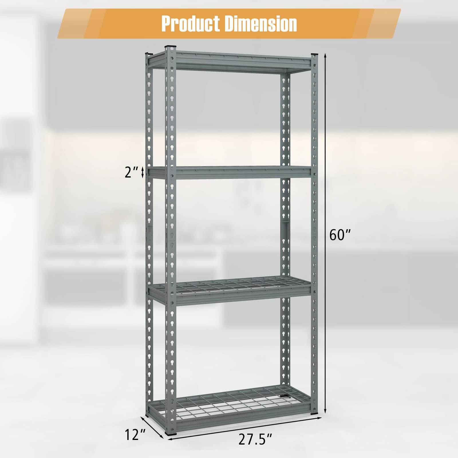 Goplus 4-Tier Heavy Duty Metal Shelving Unit - Adjustable Wire Storage Rack with Anti-Slip Foot Pads, 12