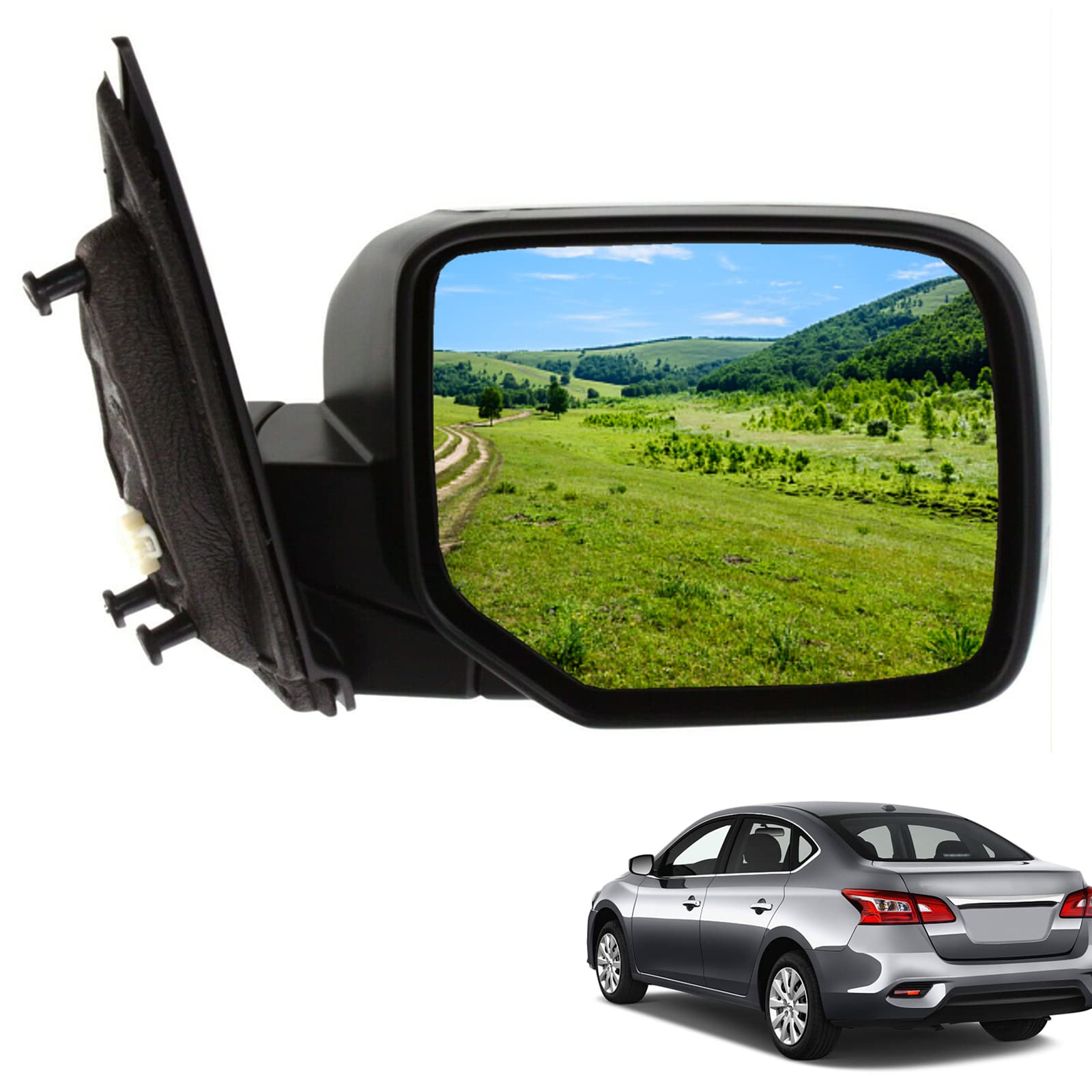 Power Heated Passenger Side Mirror - Right RH Smooth Black OE Replacement for Enhanced Visibility in Rain & Cold Weather