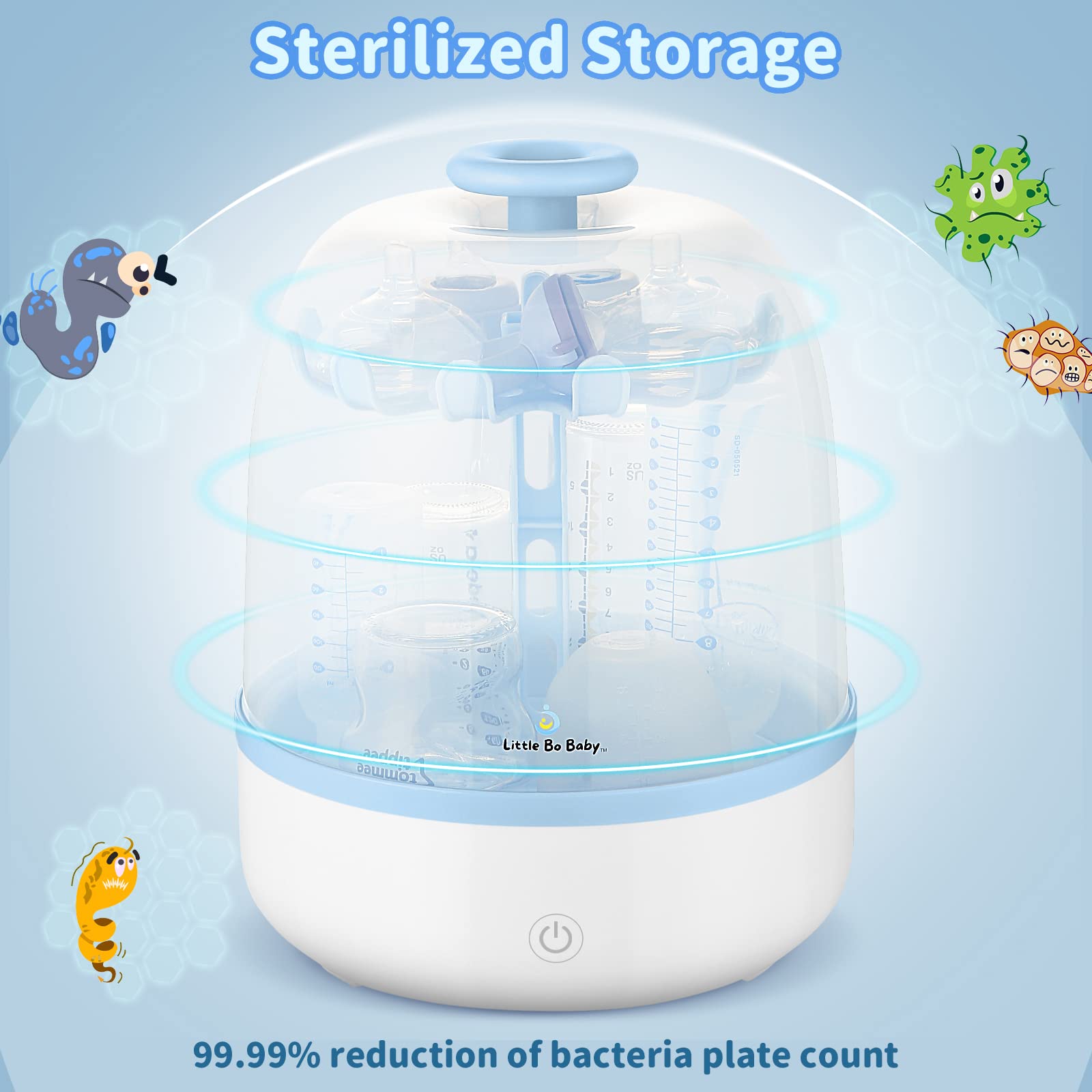 **Little Bo Baby Bottle Electric Steam Sterilizer – Large Capacity Universal Fit for All Bottles | Safe & Fast Sterilization for Baby Bottles, Pacifiers & Breast Pump Parts | Perfect for Home, Travel & Daycare Use**