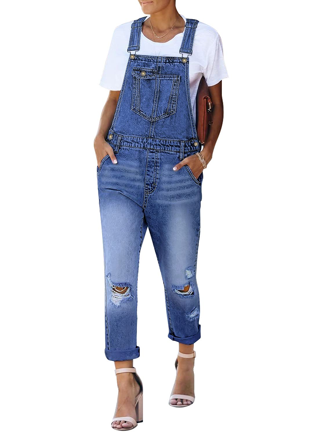 Luvamia Women's Casual Stretch Adjustable Denim Bib Overalls - High Waist Jeans Pants Jumpsuit for Women - Perfect for Work, Outdoor Activities & Casual Wear