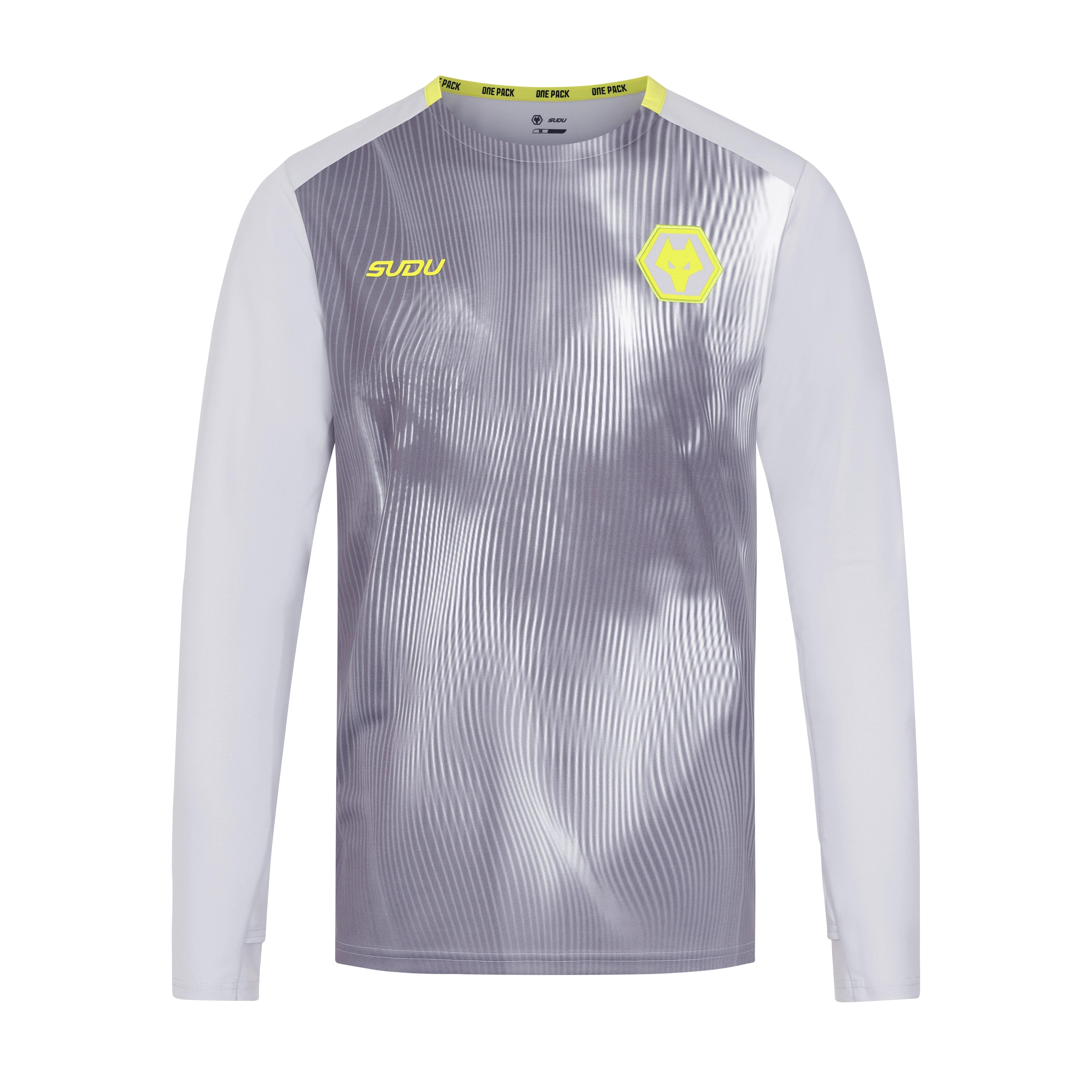 2024-2025 Wolves Players Training Long Sleeve T-Shirt - Grey - Perfect for Gym, Soccer Practice & Casual Wear