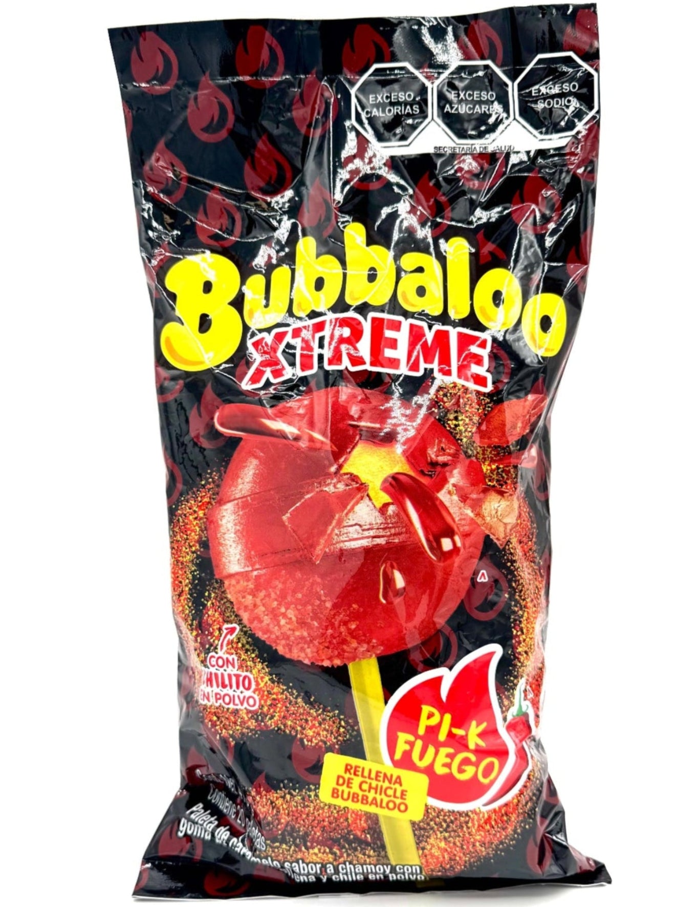 Bubbaloo Xtreme Pika Fuego Chewing Gum - 20 Count Bag | Long-Lasting Flavor Bubble Gum for Kids & Adults - Perfect for School, Parties, and On-the-Go Snacking