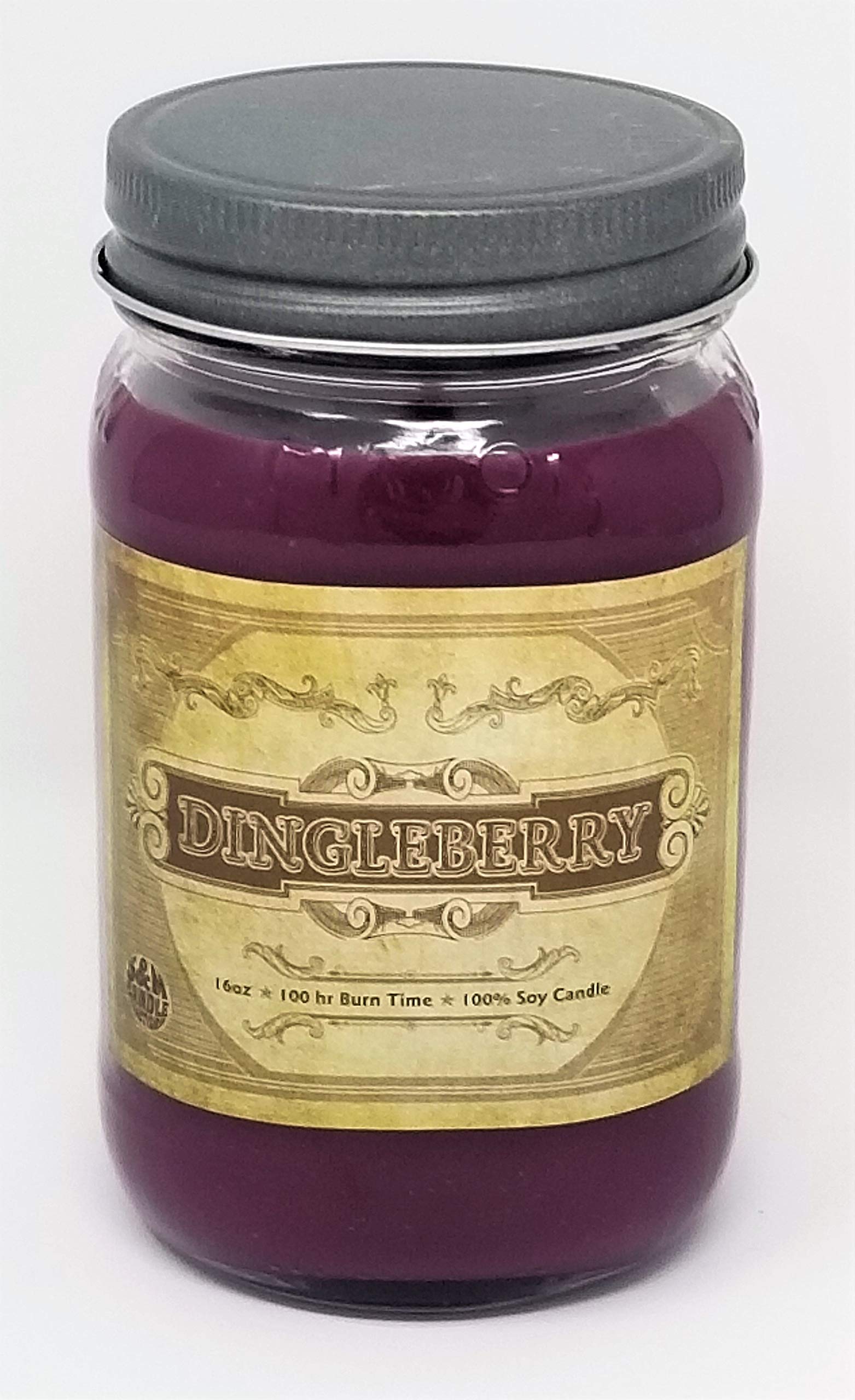 S&M Candle Factory 16oz Dingleberry Scented Soy Candle - 100 Hour Burn Time, Aromatherapy Candle, Made in USA (Purple) - Perfect for Relaxation, Meditation & Home Decor