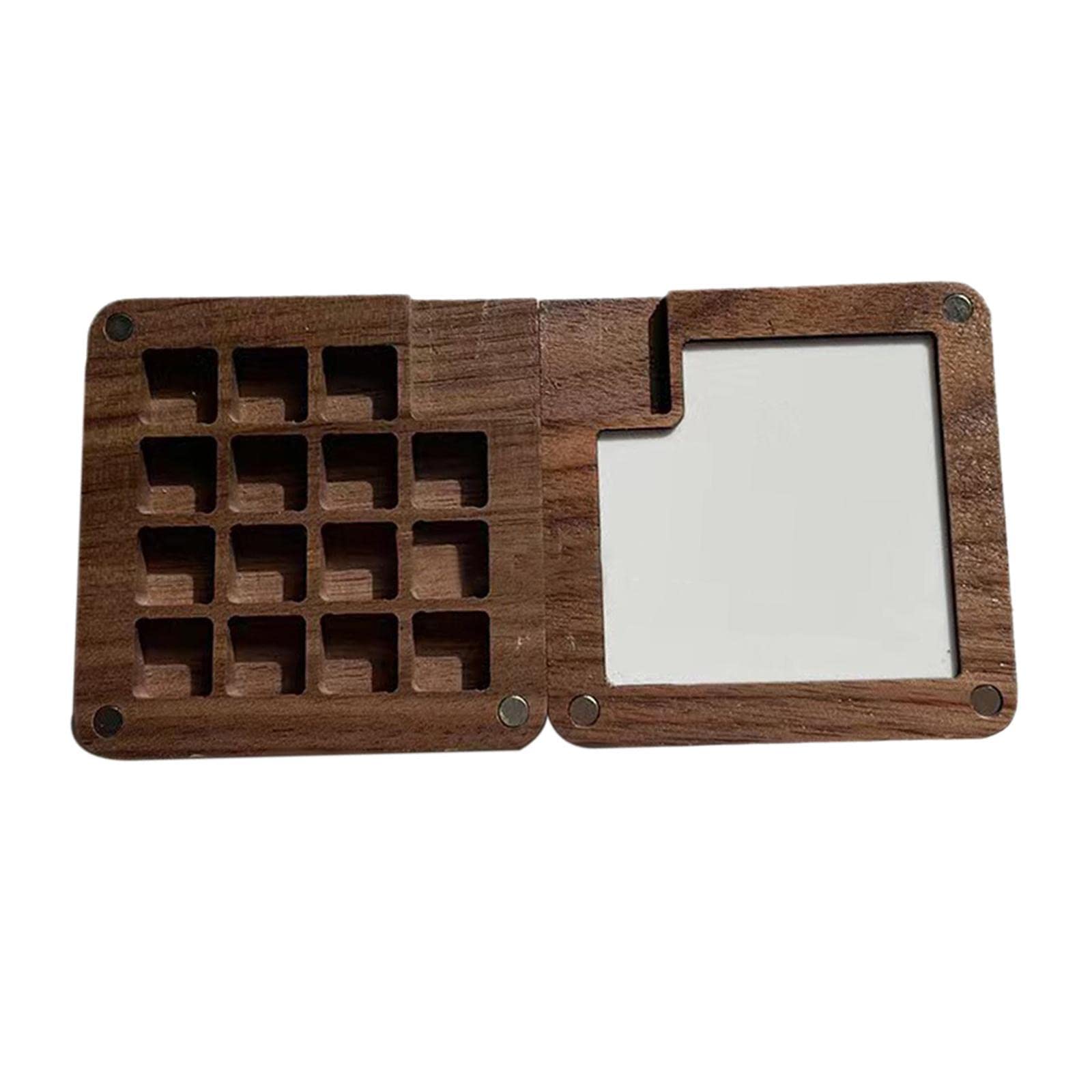 Walnut/Oak Lattice Paint Box - 15 Compartment Wooden Watercolor Box for Travel, Gouache & Watercolor Paint Sets - Colorable Ins Style Paint Toning Box for Artists (Perfect for Outdoor Sketching & Studio Painting) - Walnut A