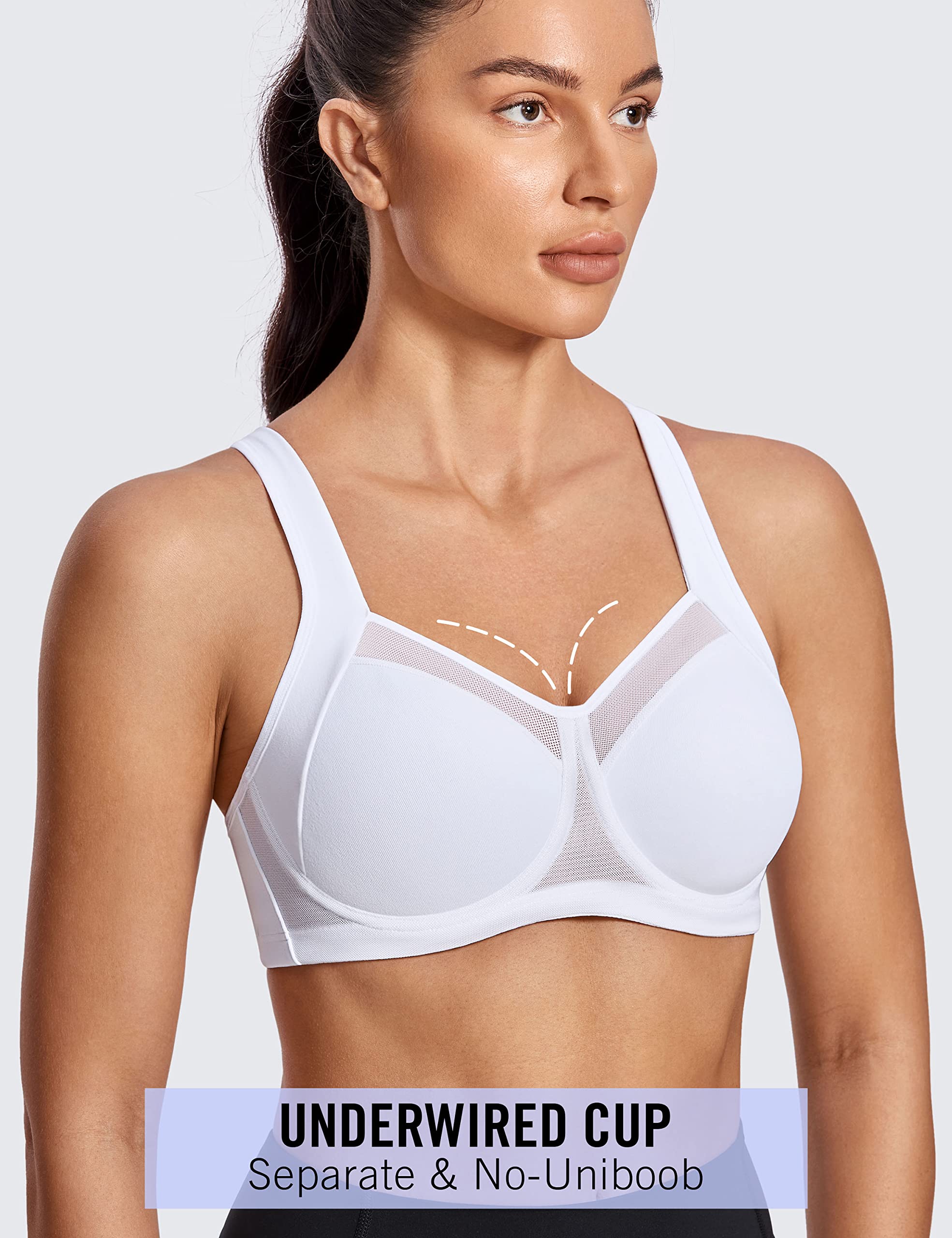 SYROKAN High Impact Sports Bras for Women - Maximum Support, Unlined Underwire, Racerback Design - No Uniboob Workout Bra for Running, Gym & High-Intensity Training