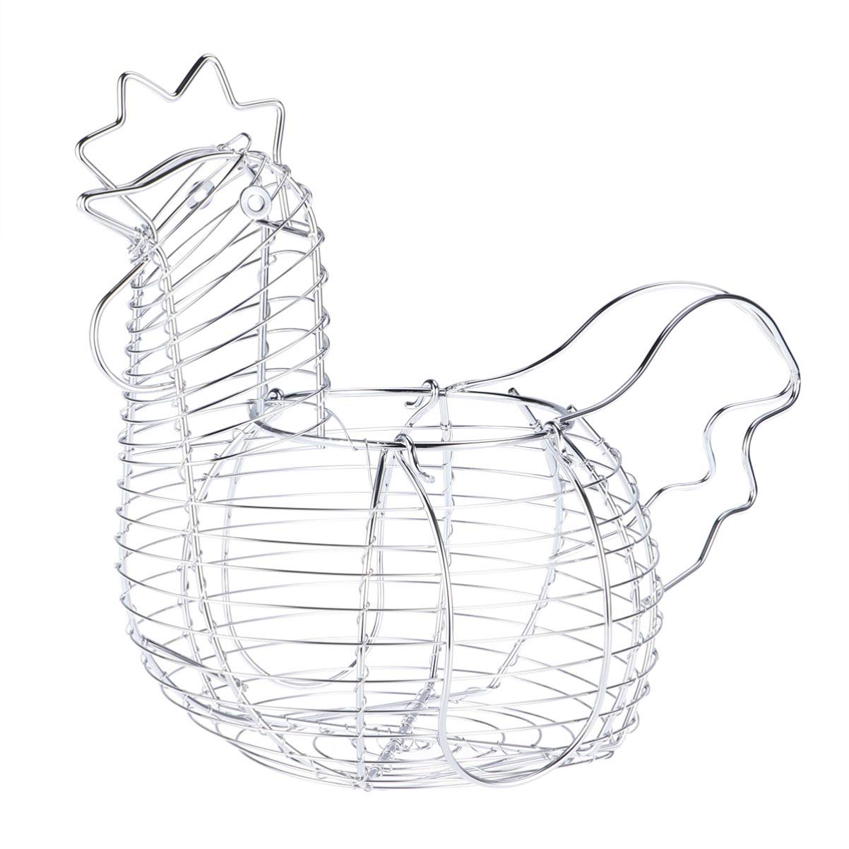 Stainless Steel Wire Egg Basket Holder - Rustic Farmhouse Kitchen Counter Storage for Chicken Eggs - Perfect for Organizing Fresh Eggs in Countryside Homes & Farm Stands