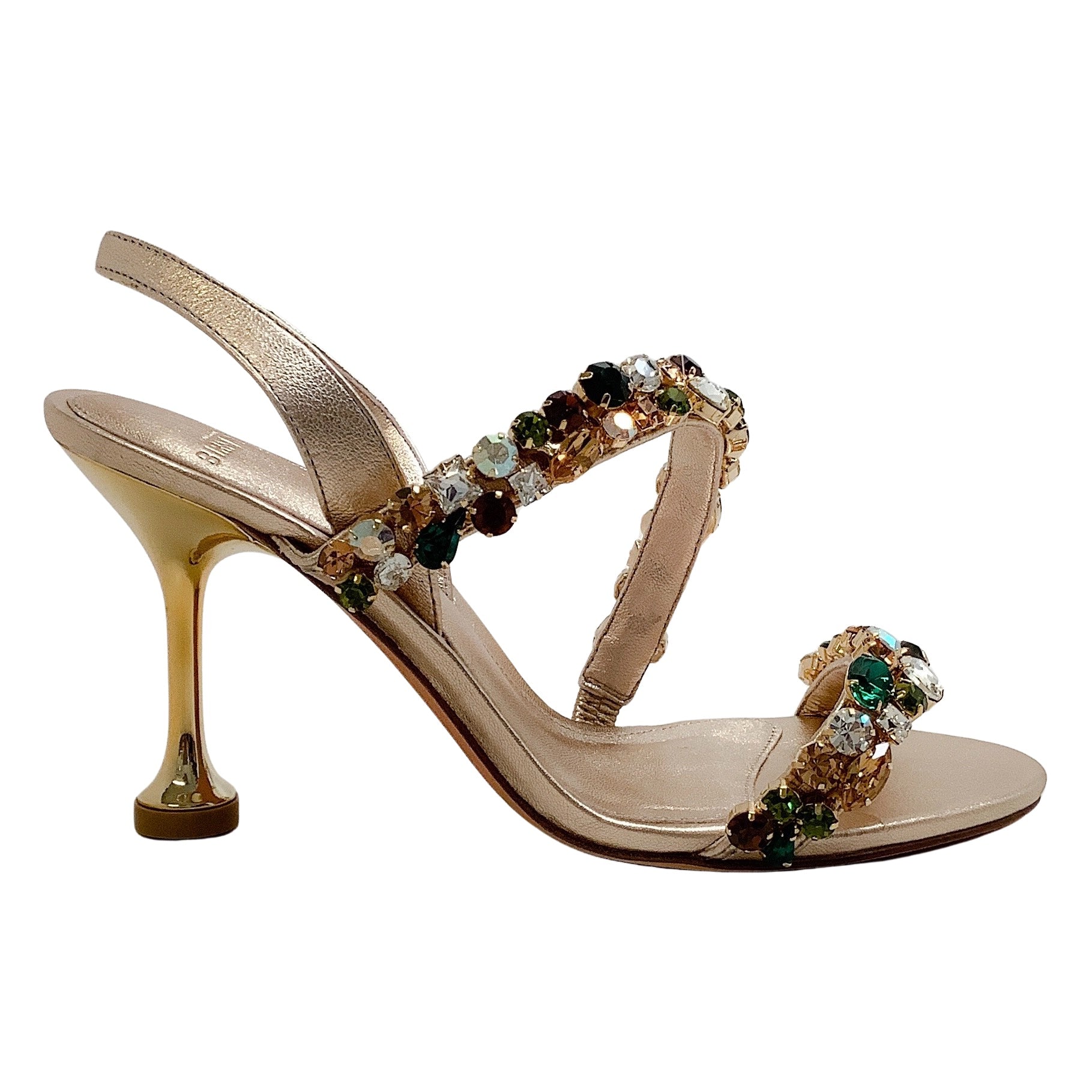Alexandre Birman Gold Multi Crystal Betina 85 Sandals - Luxury Women's Heels for Weddings, Parties & Evening Events